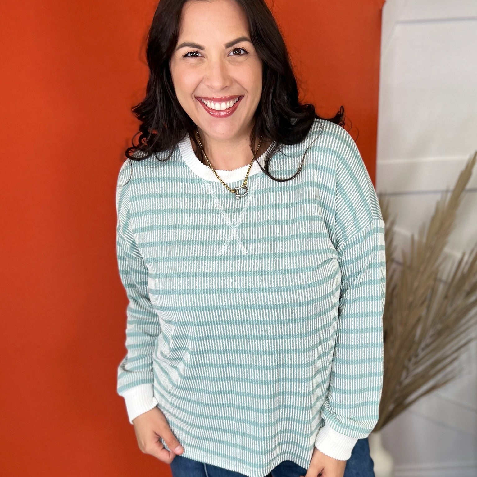 The Harvest Days Striped Top-120 LONG SLEEVE TOPS-ZENANA-Heathered Boho Boutique, Women's Fashion and Accessories in Palmetto, FL