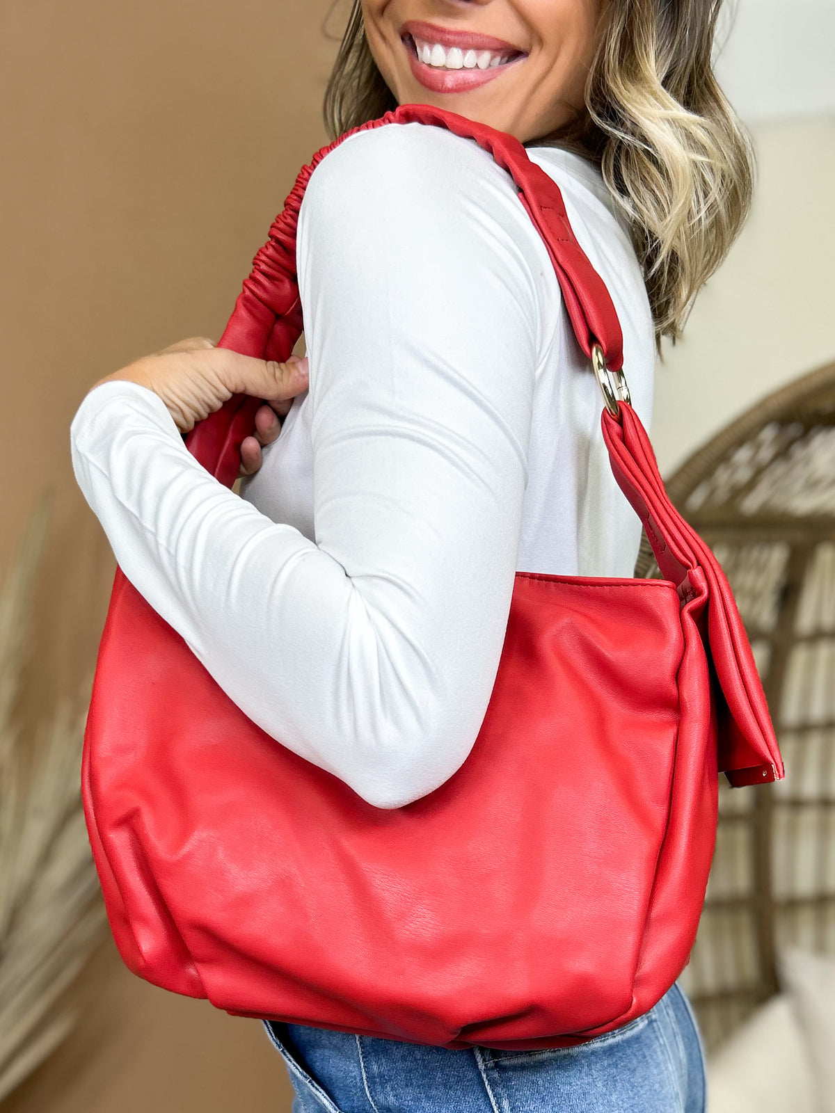 Jakarta Slouchy Shoulder Bag – Ruched Handle-320 Bags-Jen & Co.-Heathered Boho Boutique, Women's Fashion and Accessories in Palmetto, FL