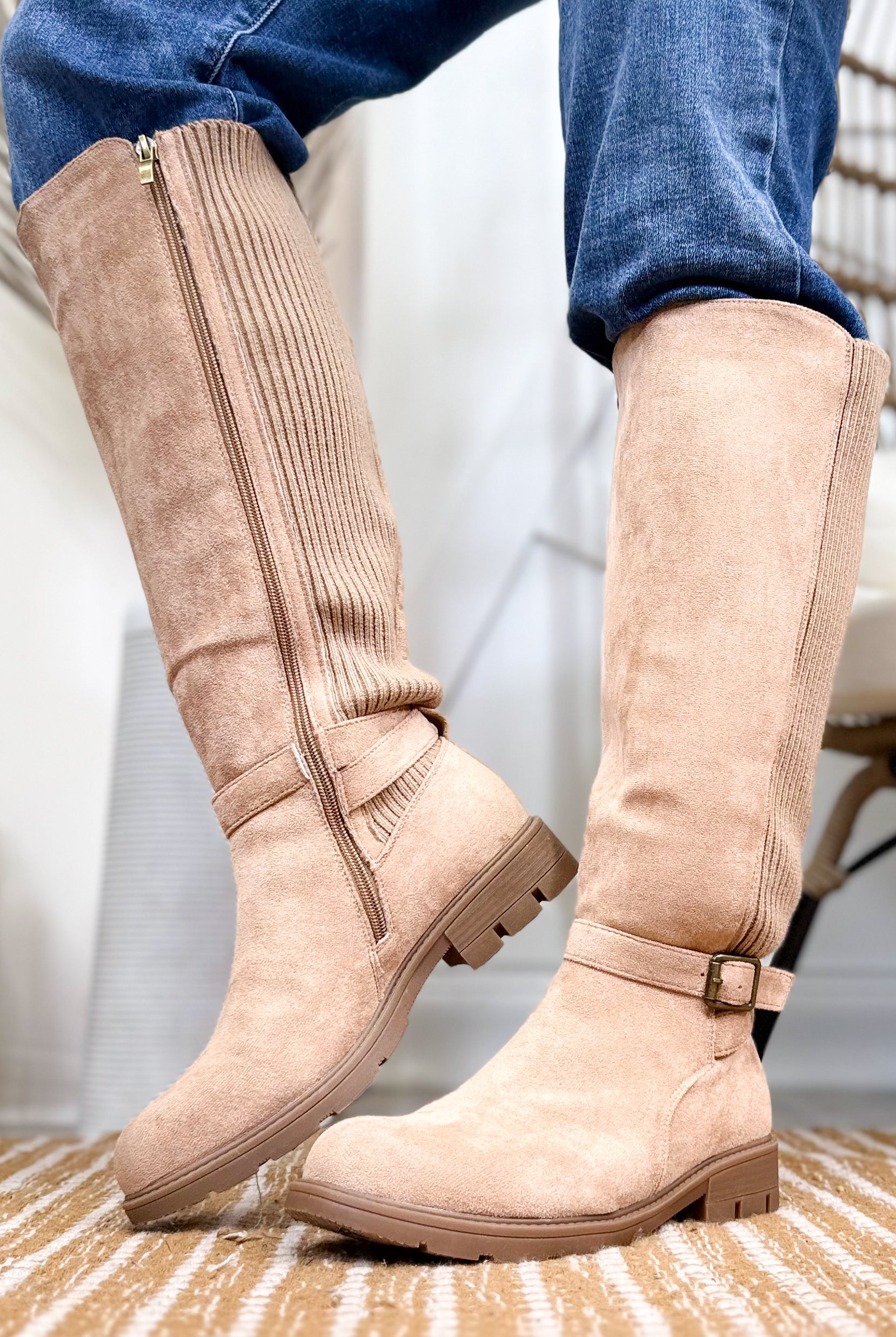 Hay There Boots - Camel Faux Suede-350 Shoes-Corkys-Heathered Boho Boutique, Women's Fashion and Accessories in Palmetto, FL