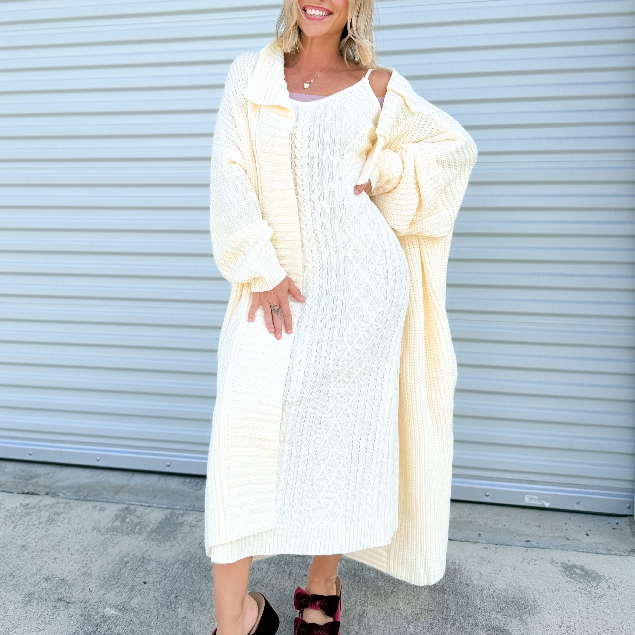 Long Night Dress Set-240 ACTIVEWEAR/SETS-Davi & Dani-Heathered Boho Boutique, Women's Fashion and Accessories in Palmetto, FL