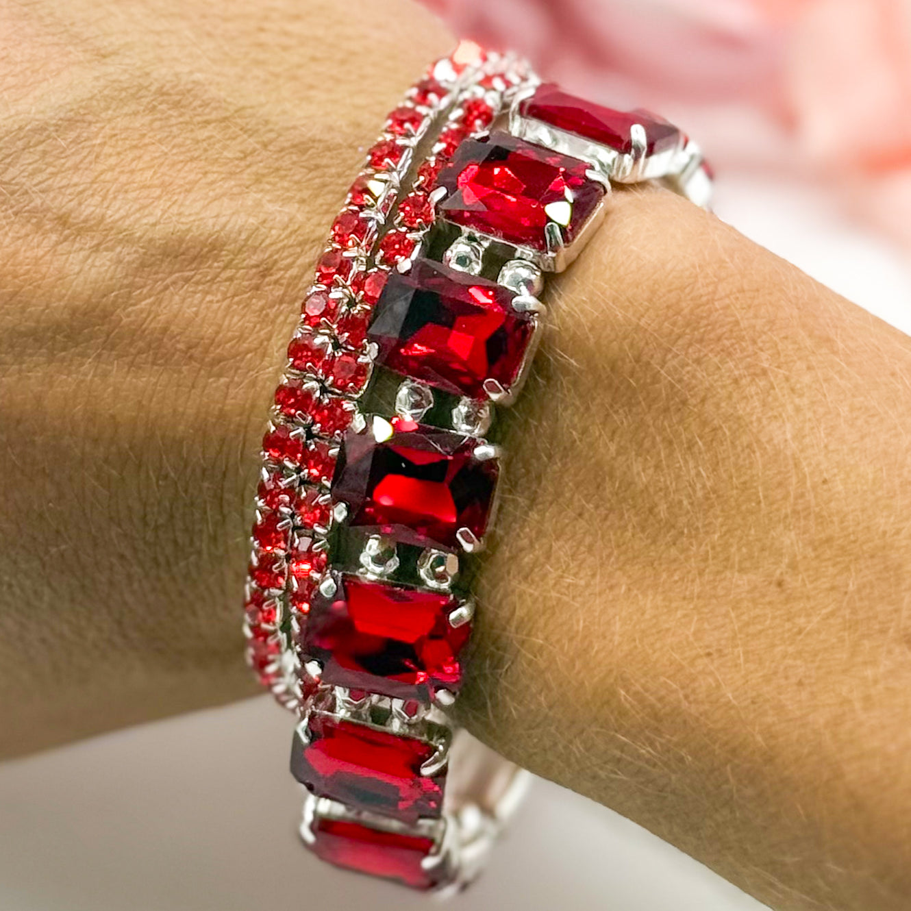 Colored Rhinestone Three Piece Bracelet Set-310 Jewelry-RM Manufacturing-Heathered Boho Boutique, Women's Fashion and Accessories in Palmetto, FL