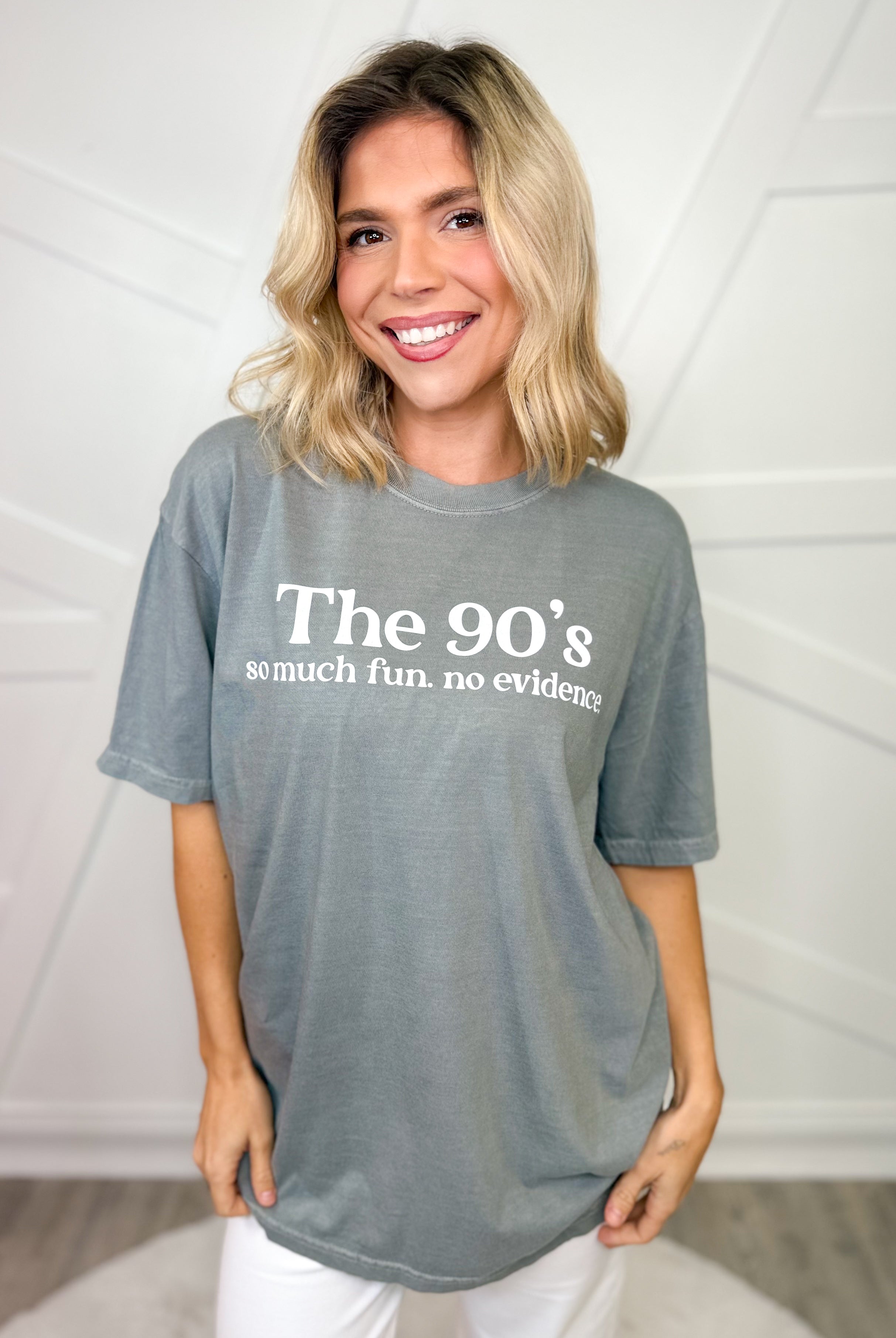 The 90's Graphic Tee - Grey-130 Graphic Tees-Heathered Boho-Heathered Boho Boutique, Women's Fashion and Accessories in Palmetto, FL