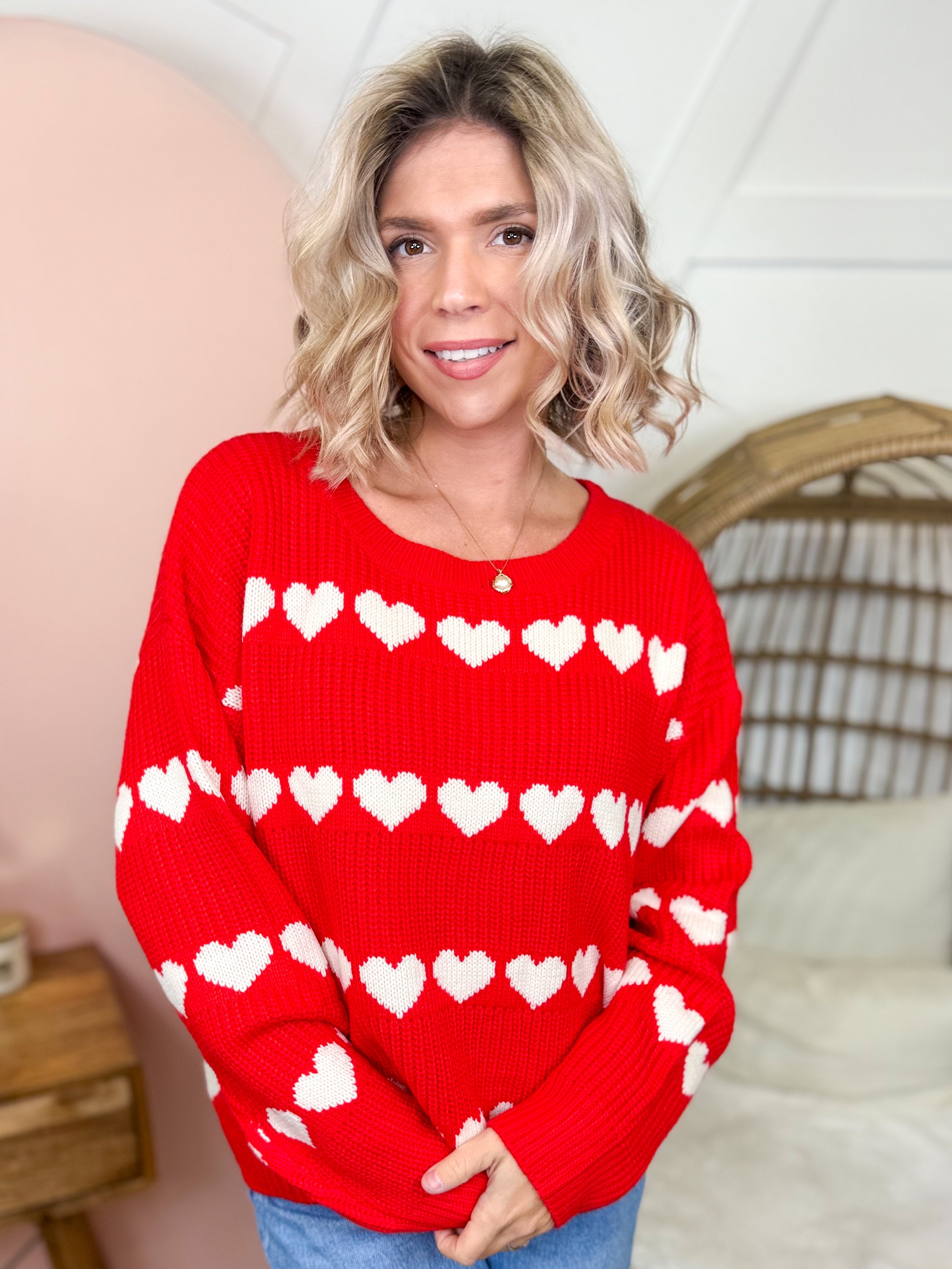 Love in Line Sweater-125 SWEATER-Cozy Co-Heathered Boho Boutique, Women's Fashion and Accessories in Palmetto, FL
