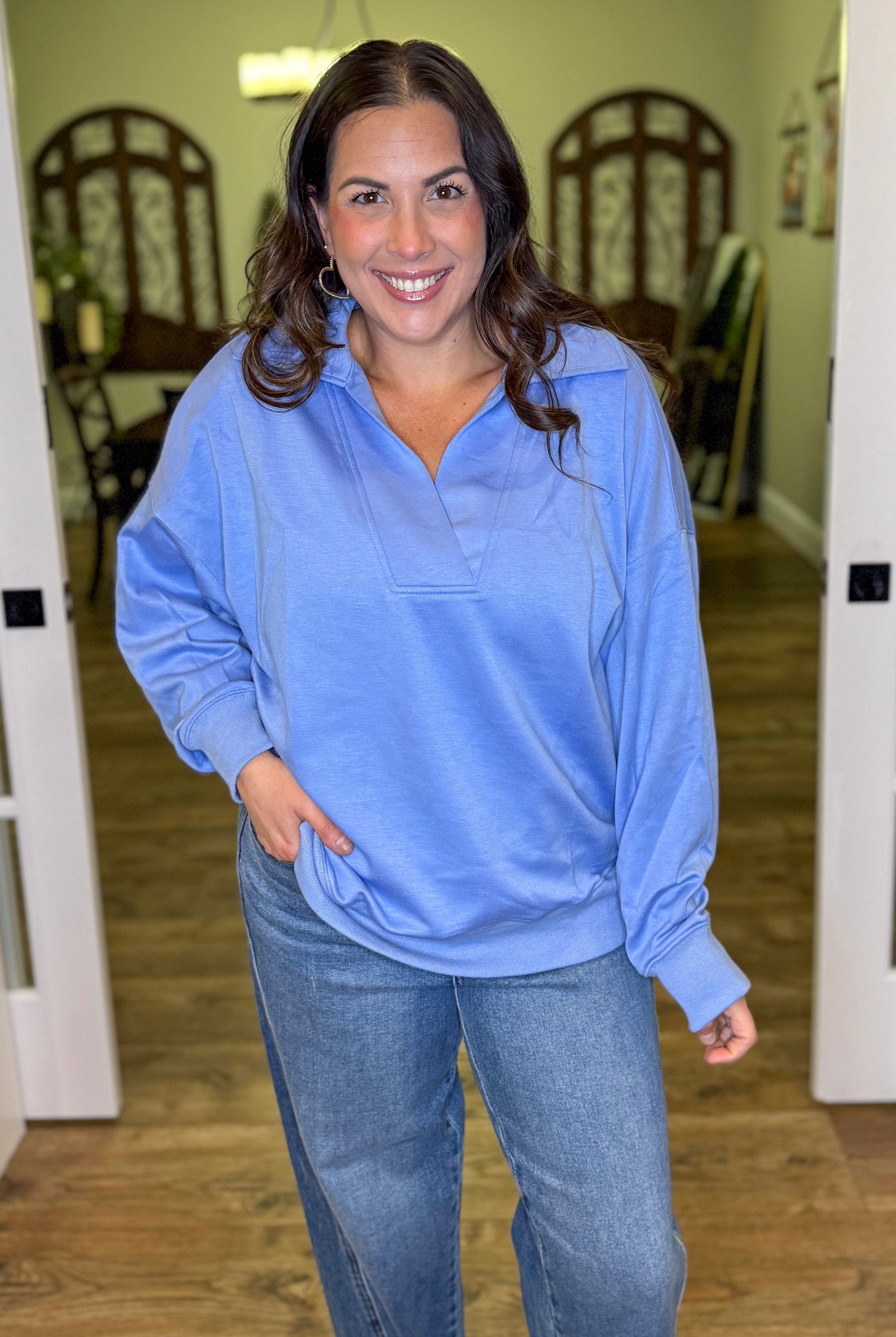 Stay Awhile Pullover-120 LONG SLEEVE TOPS-UMGEE-Heathered Boho Boutique, Women's Fashion and Accessories in Palmetto, FL