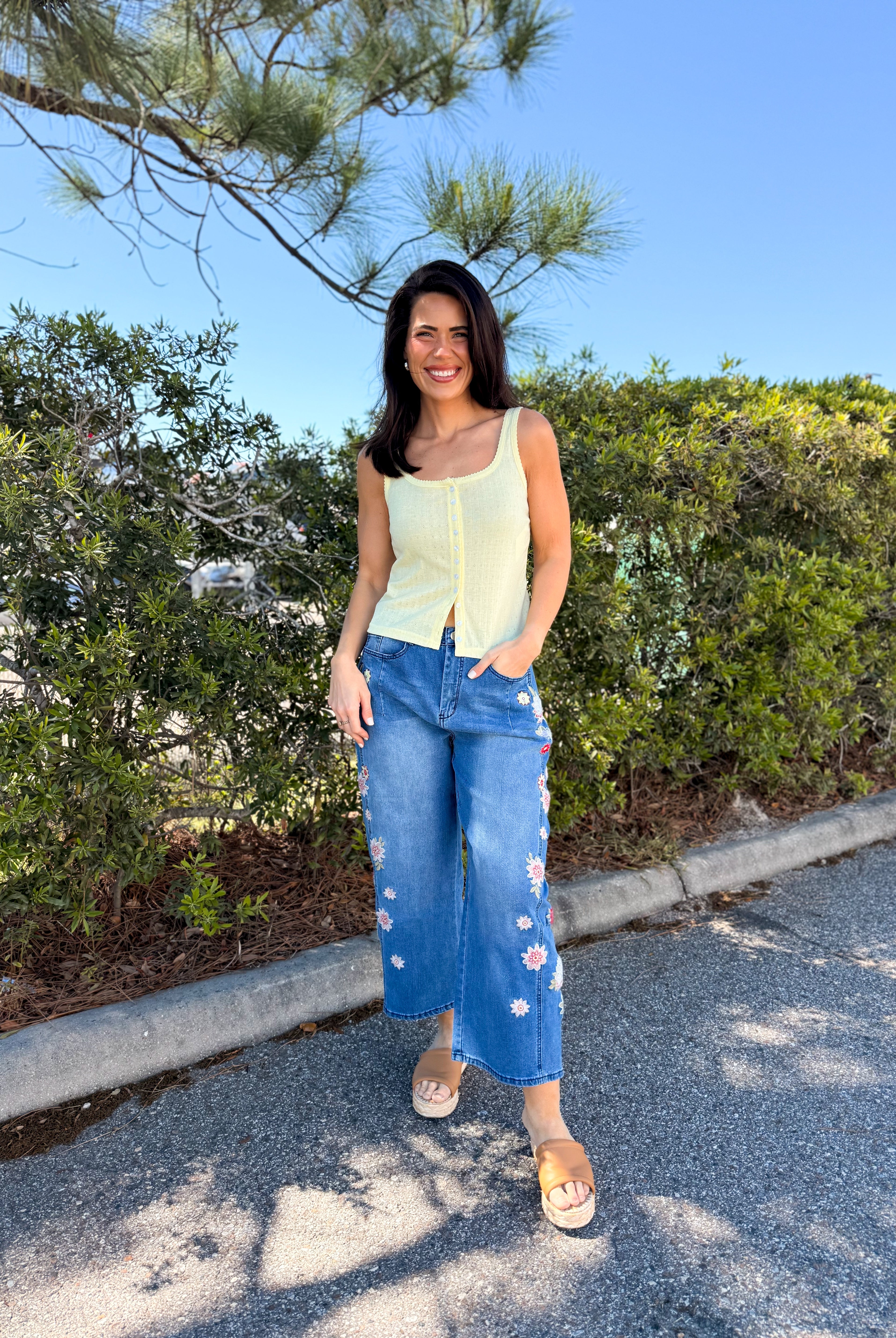 Restock: Denim Bloom Jeans-190 JEANS-BLUE VELVET-Heathered Boho Boutique, Women's Fashion and Accessories in Palmetto, FL