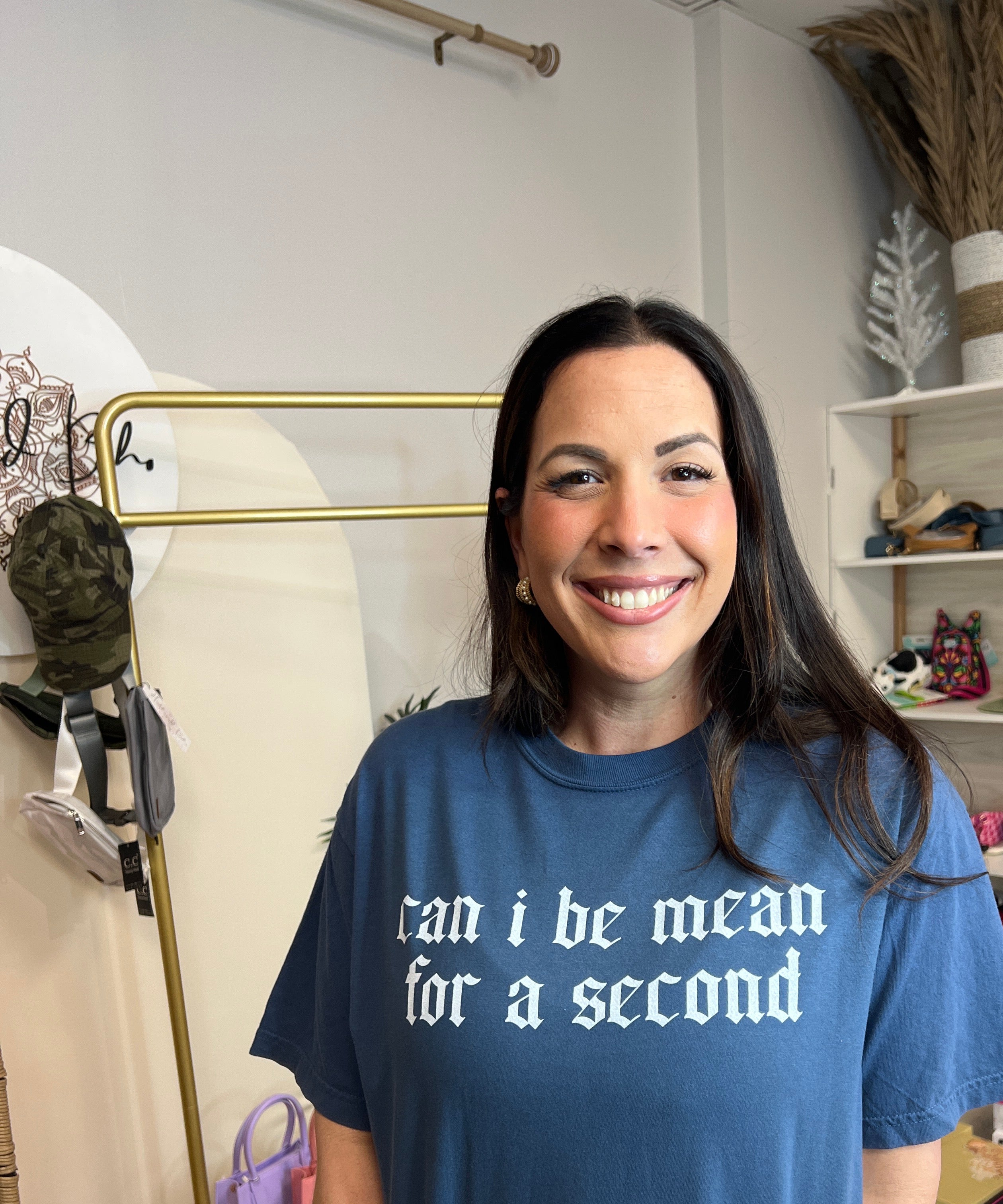 Mean For A Second Graphic Tee-130 Graphic Tees-Heathered Boho-Heathered Boho Boutique, Women's Fashion and Accessories in Palmetto, FL