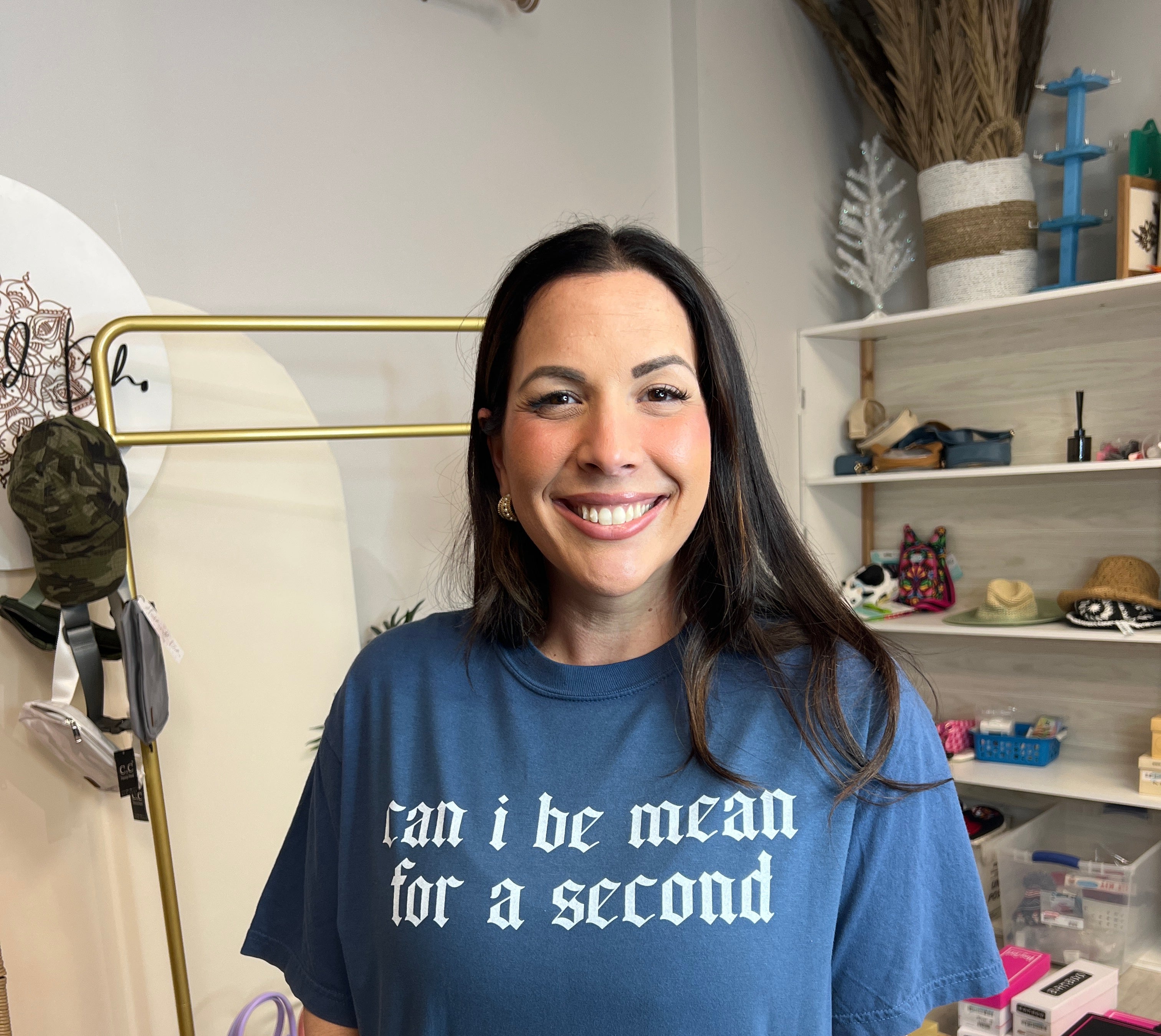 Mean For A Second Graphic Tee-130 Graphic Tees-Heathered Boho-Heathered Boho Boutique, Women's Fashion and Accessories in Palmetto, FL