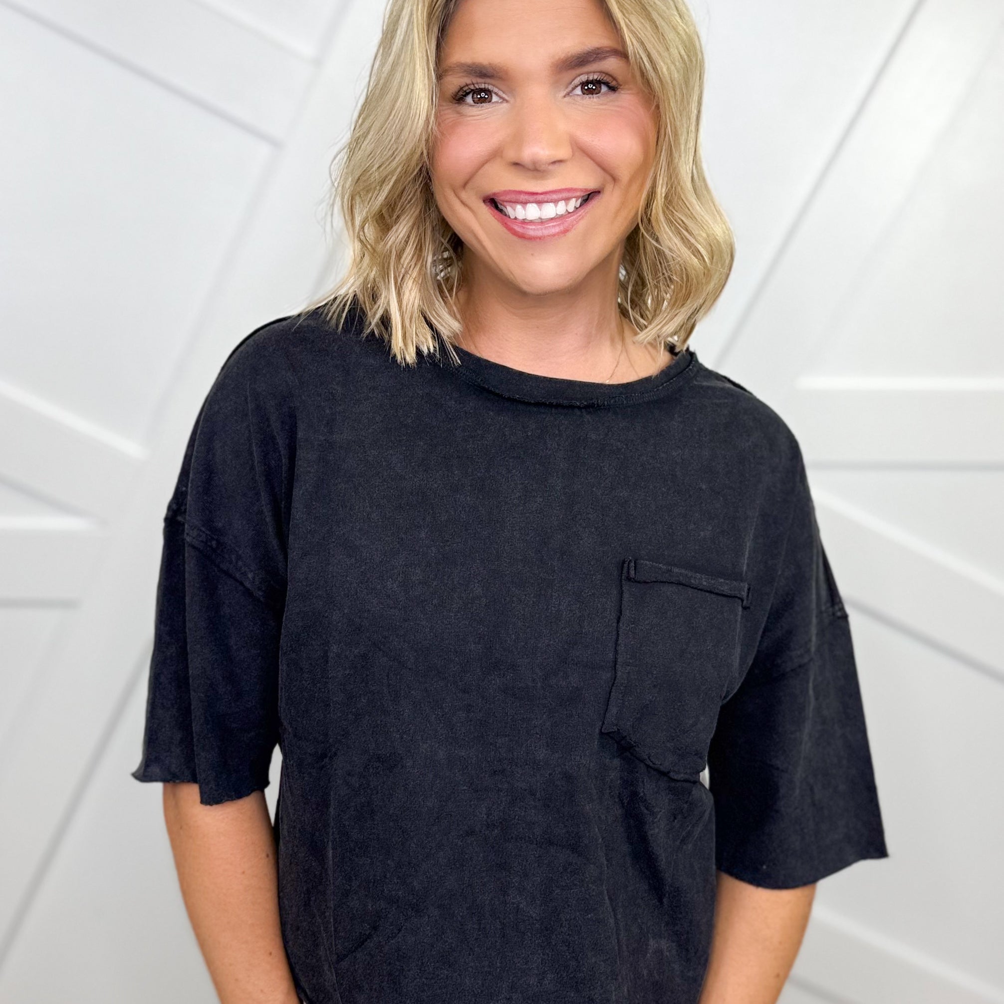 RESTOCK: Regan Raw Hem Tee-110 SHORT SLEEVE TOP-Blakeley-Heathered Boho Boutique, Women's Fashion and Accessories in Palmetto, FL