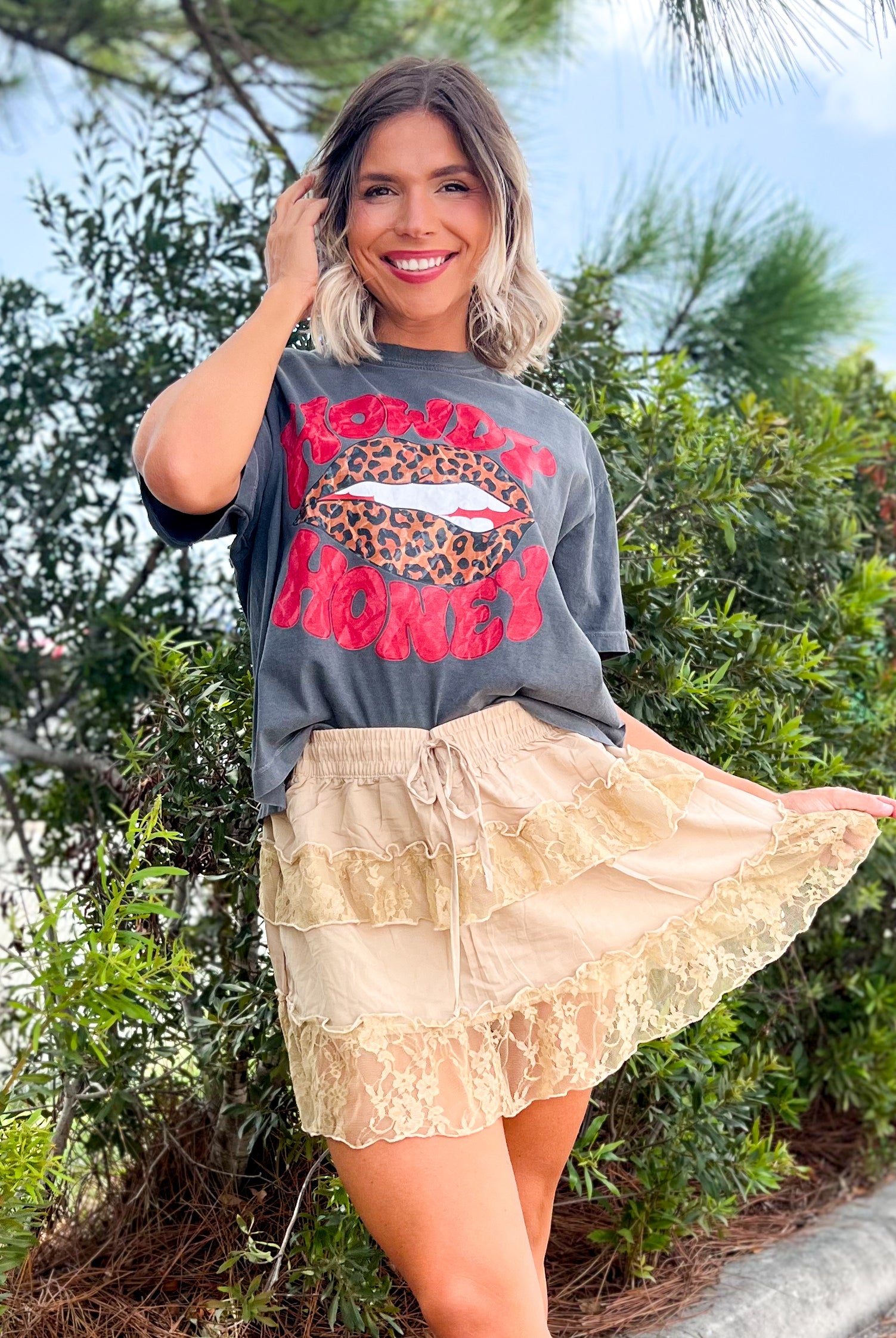 Howdy Honey Boxy Graphic Tee-130 Graphic Tees-Heathered Boho-Heathered Boho Boutique, Women's Fashion and Accessories in Palmetto, FL