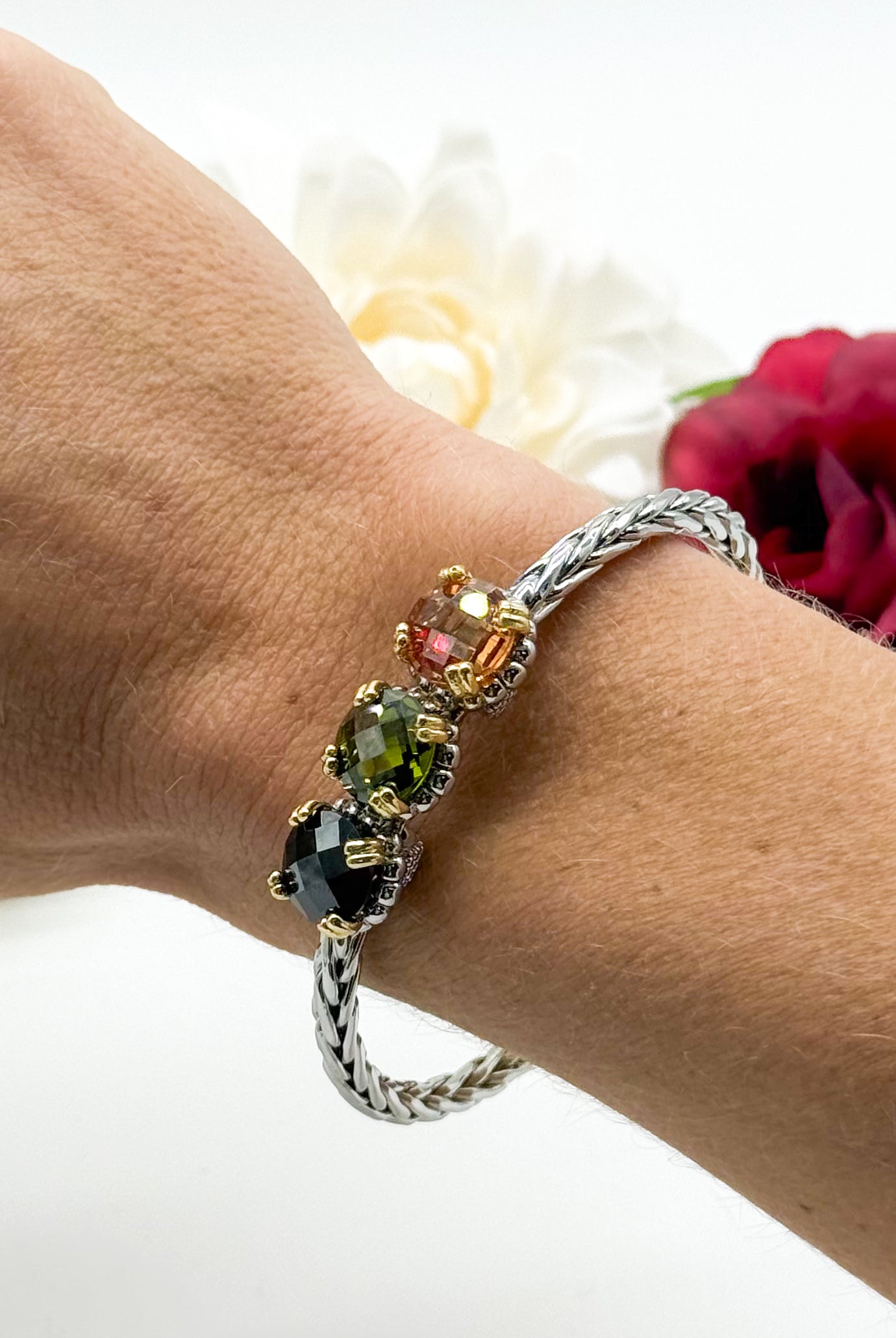 Two-Tone Engaging Bangle-310 Jewelry-Millenx Accessories, LLC.-Heathered Boho Boutique, Women's Fashion and Accessories in Palmetto, FL