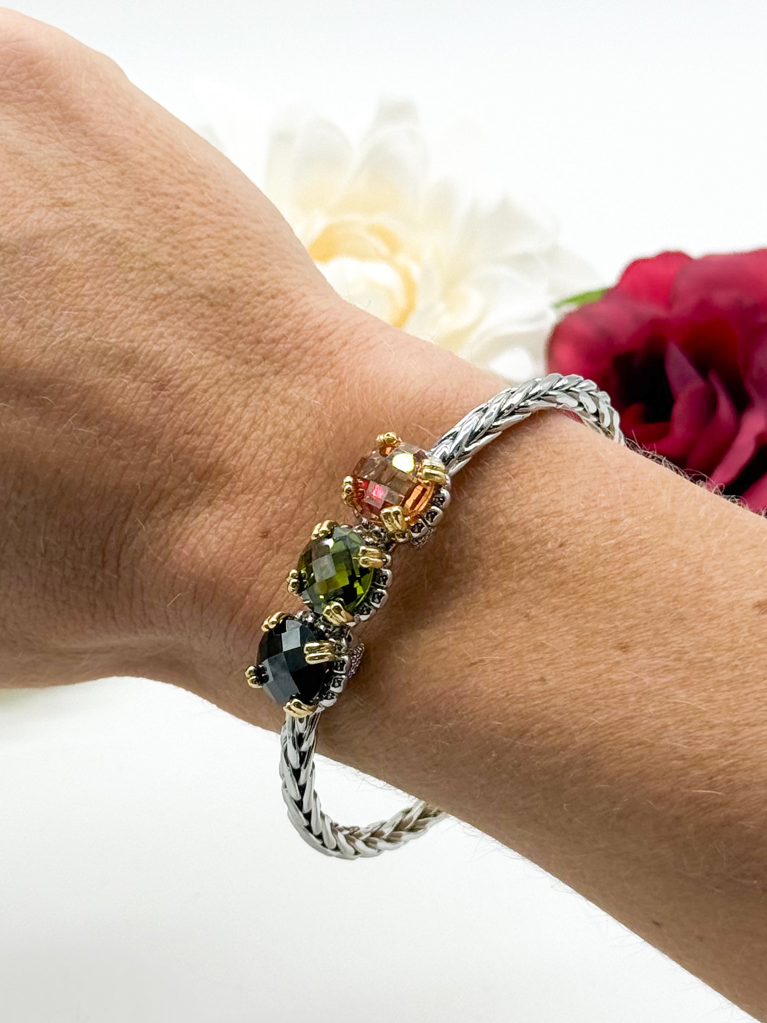 Two-Tone Engaging Bangle-310 Jewelry-Millenx Accessories, LLC.-Heathered Boho Boutique, Women's Fashion and Accessories in Palmetto, FL