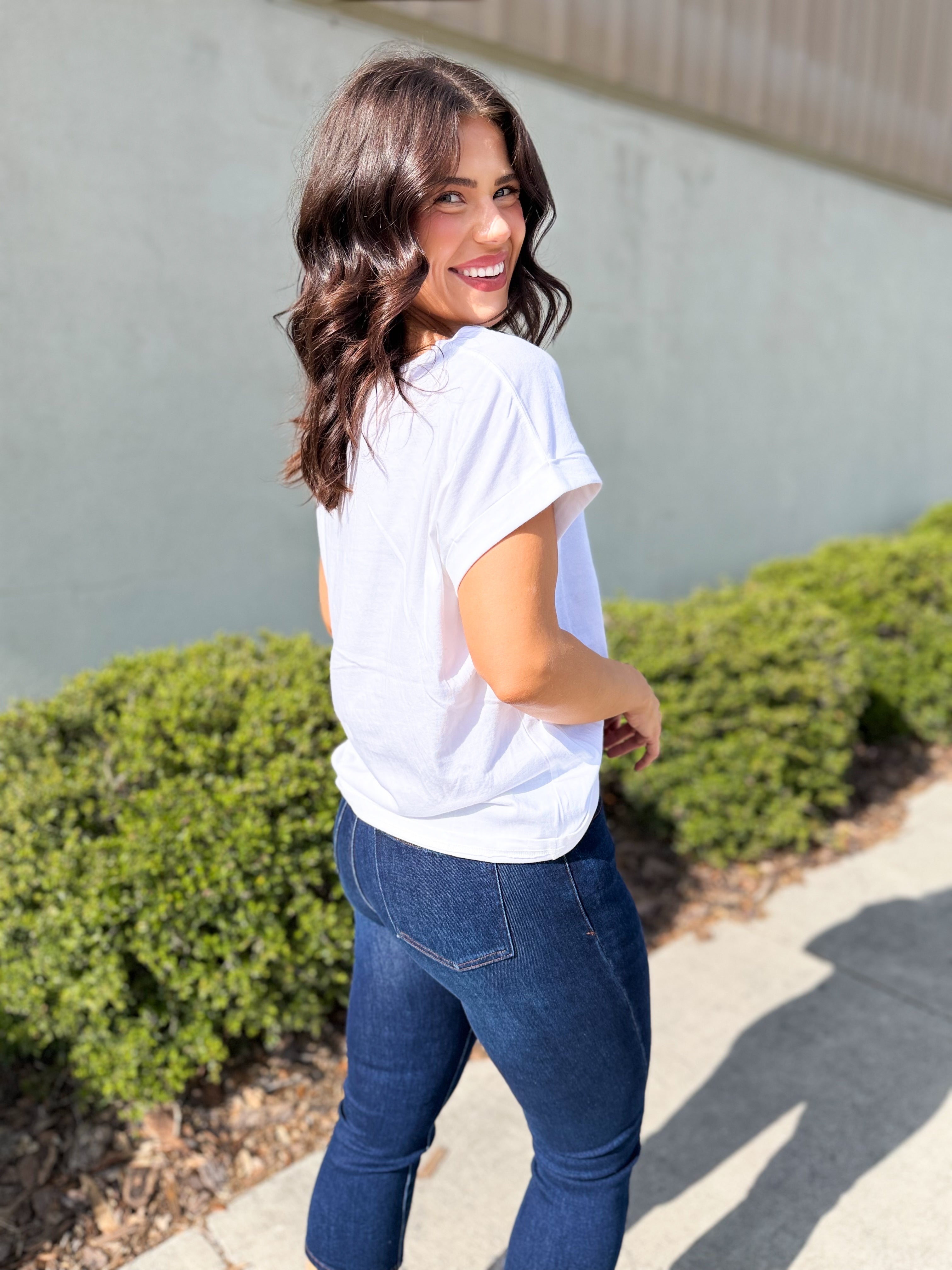 Old School Flag Top-110 SHORT SLEEVE TOP-ZENANA-Heathered Boho Boutique, Women's Fashion and Accessories in Palmetto, FL