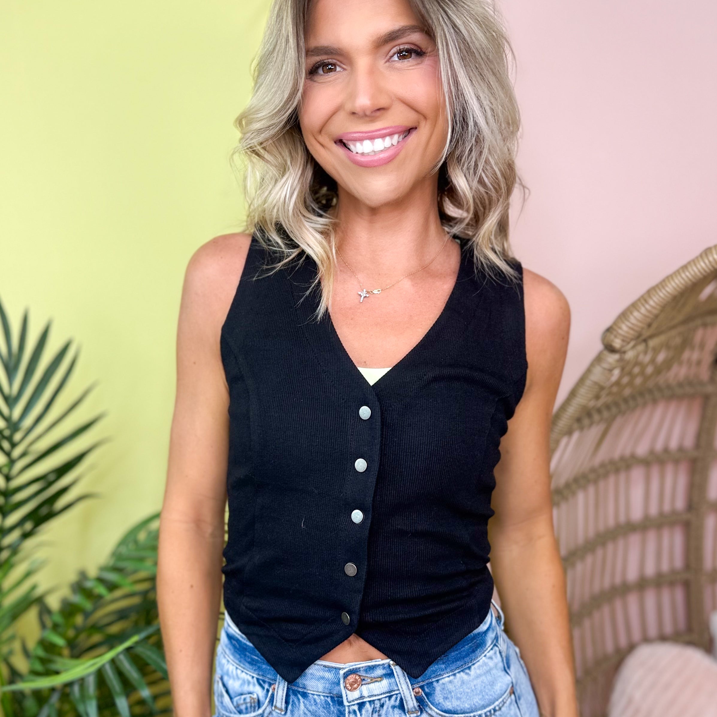 Montauk Knit Vest-110 SHORT SLEEVE TOP-STITCH & CO-Heathered Boho Boutique, Women's Fashion and Accessories in Palmetto, FL