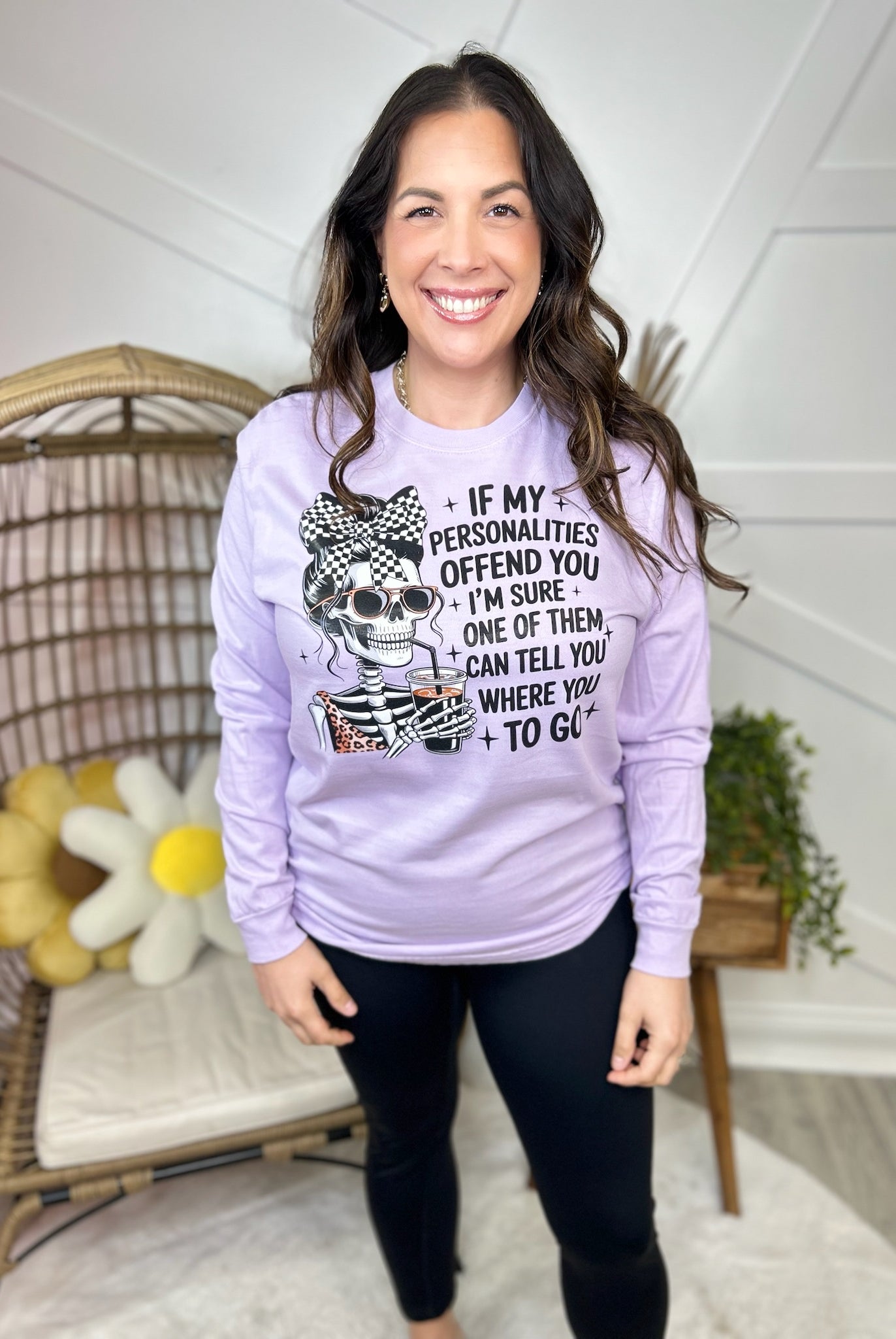 If My Personalities Offend You Graphic Long Sleeve-130 Graphic Tees-Heathered Boho-Heathered Boho Boutique, Women's Fashion and Accessories in Palmetto, FL