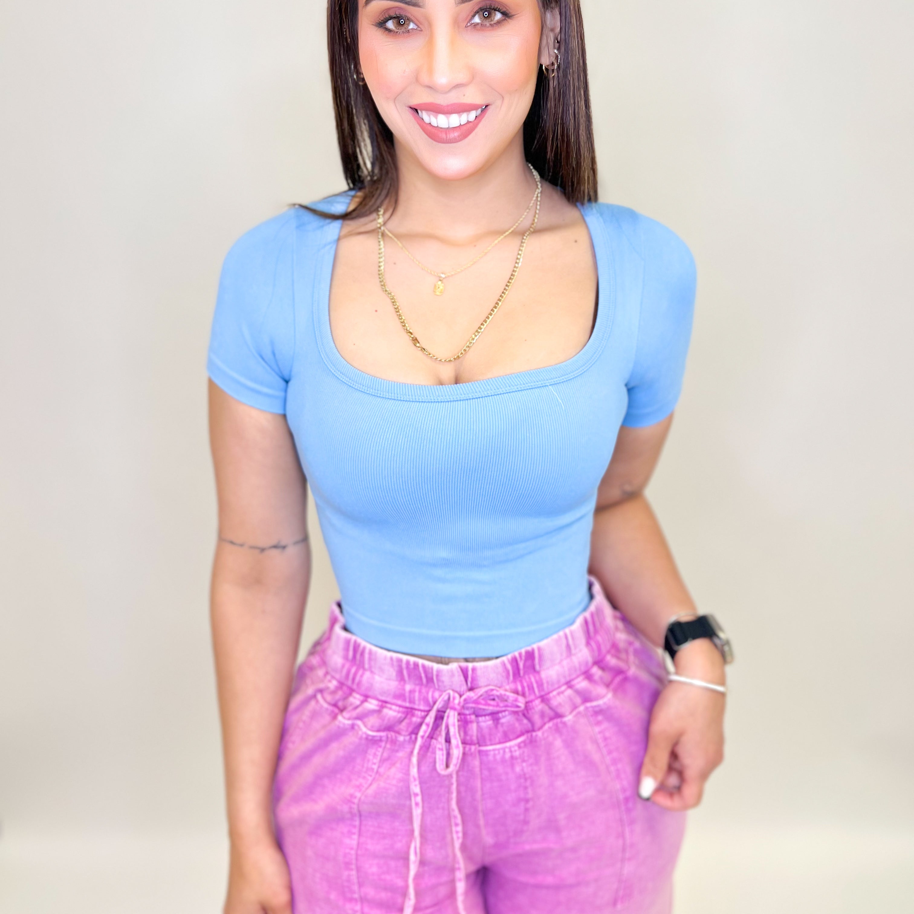 Just Imagine Top (S-XL)-110 SHORT SLEEVE TOP-Bodyline-Heathered Boho Boutique, Women's Fashion and Accessories in Palmetto, FL