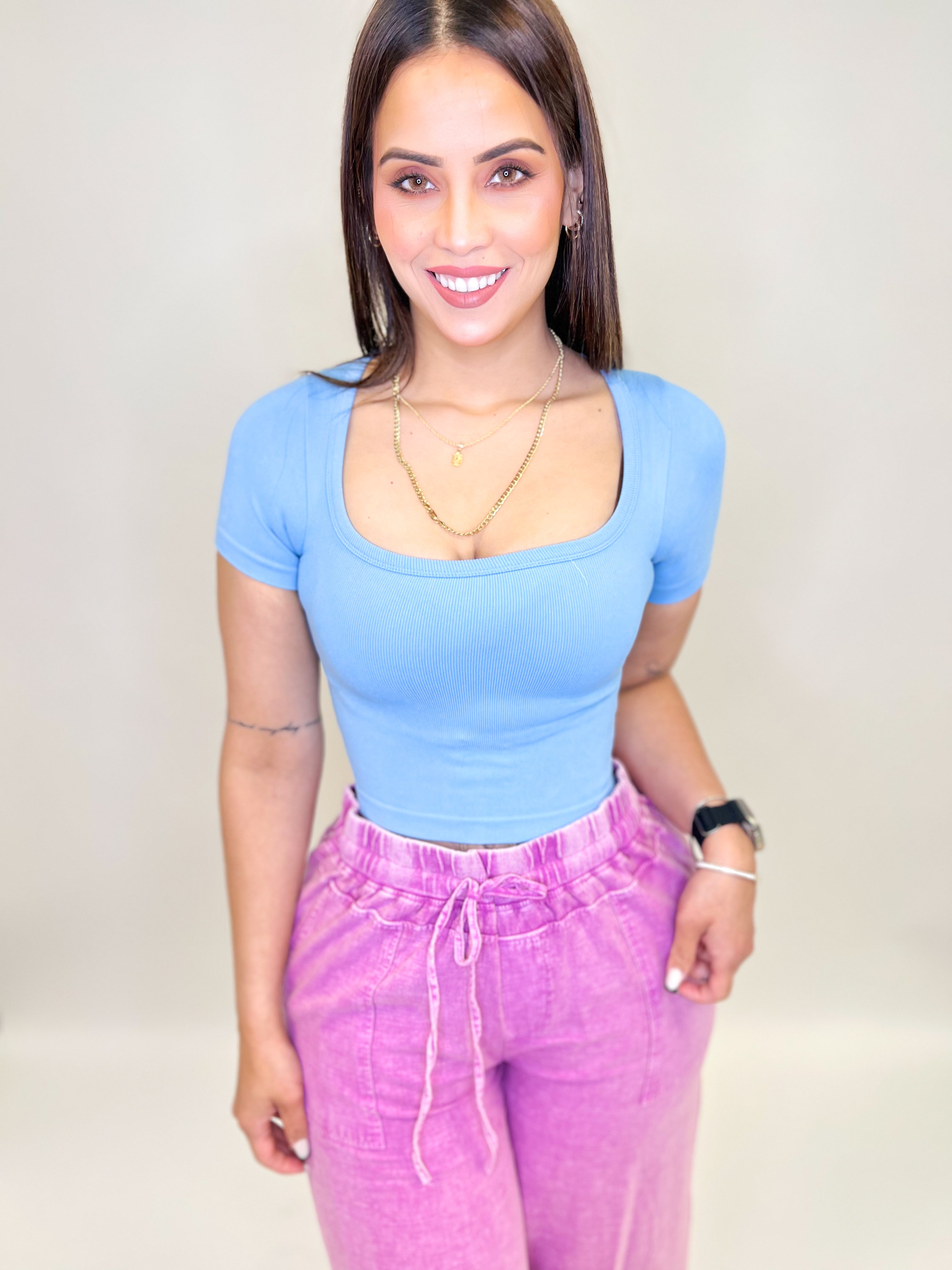 Just Imagine Top (S-XL)-110 SHORT SLEEVE TOP-Bodyline-Heathered Boho Boutique, Women's Fashion and Accessories in Palmetto, FL