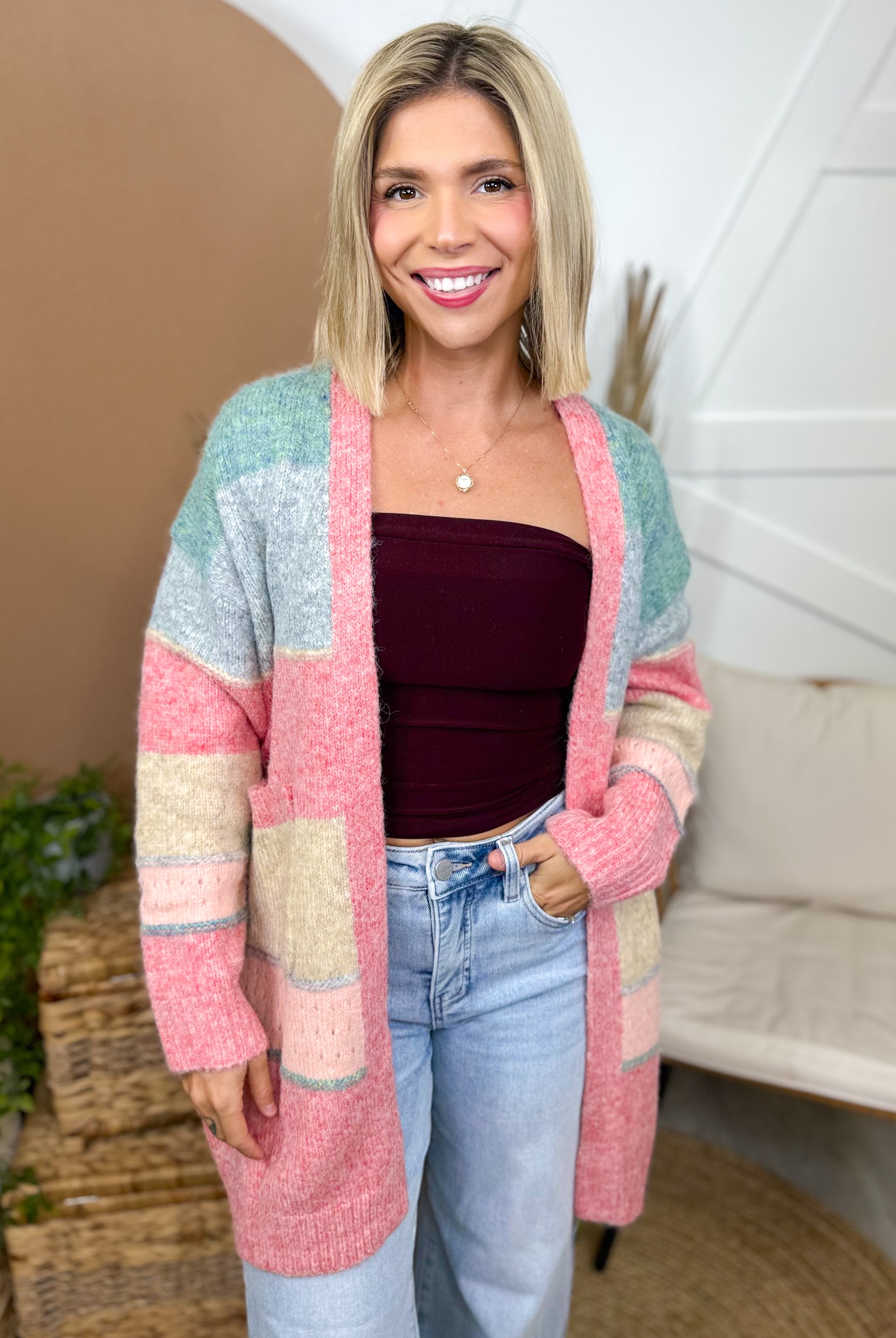 Once Again Cardigan-220 Cardigans/ Kimonos-Adora-Heathered Boho Boutique, Women's Fashion and Accessories in Palmetto, FL