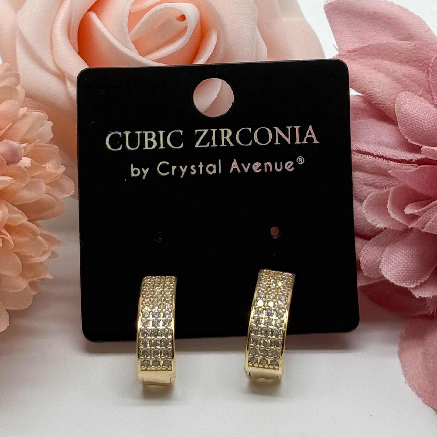 CZ Round Huggie Hoop Earring-310 Jewelry-RM Manufacturing-Heathered Boho Boutique, Women's Fashion and Accessories in Palmetto, FL