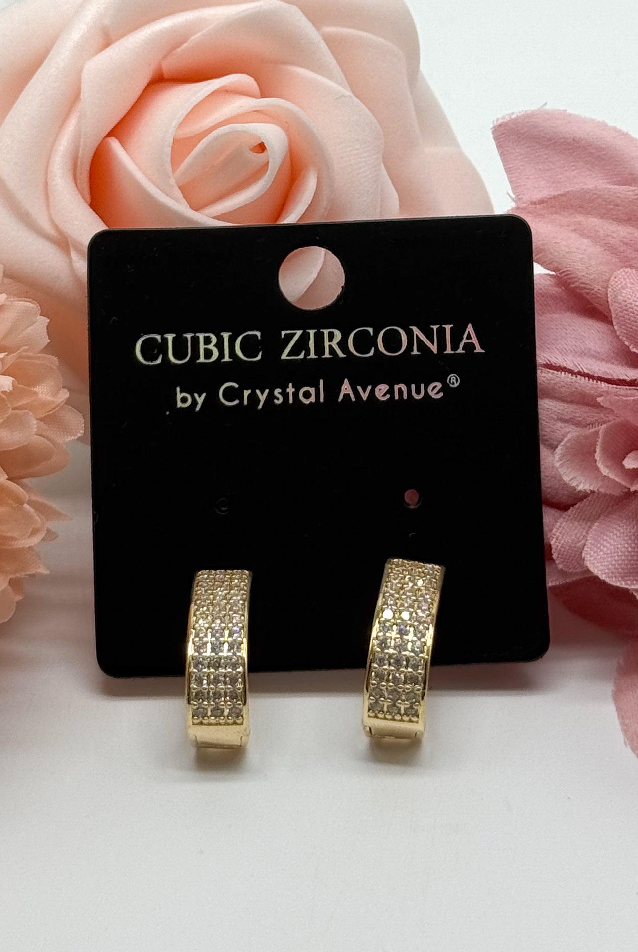 CZ Round Huggie Hoop Earring-310 Jewelry-RM Manufacturing-Heathered Boho Boutique, Women's Fashion and Accessories in Palmetto, FL