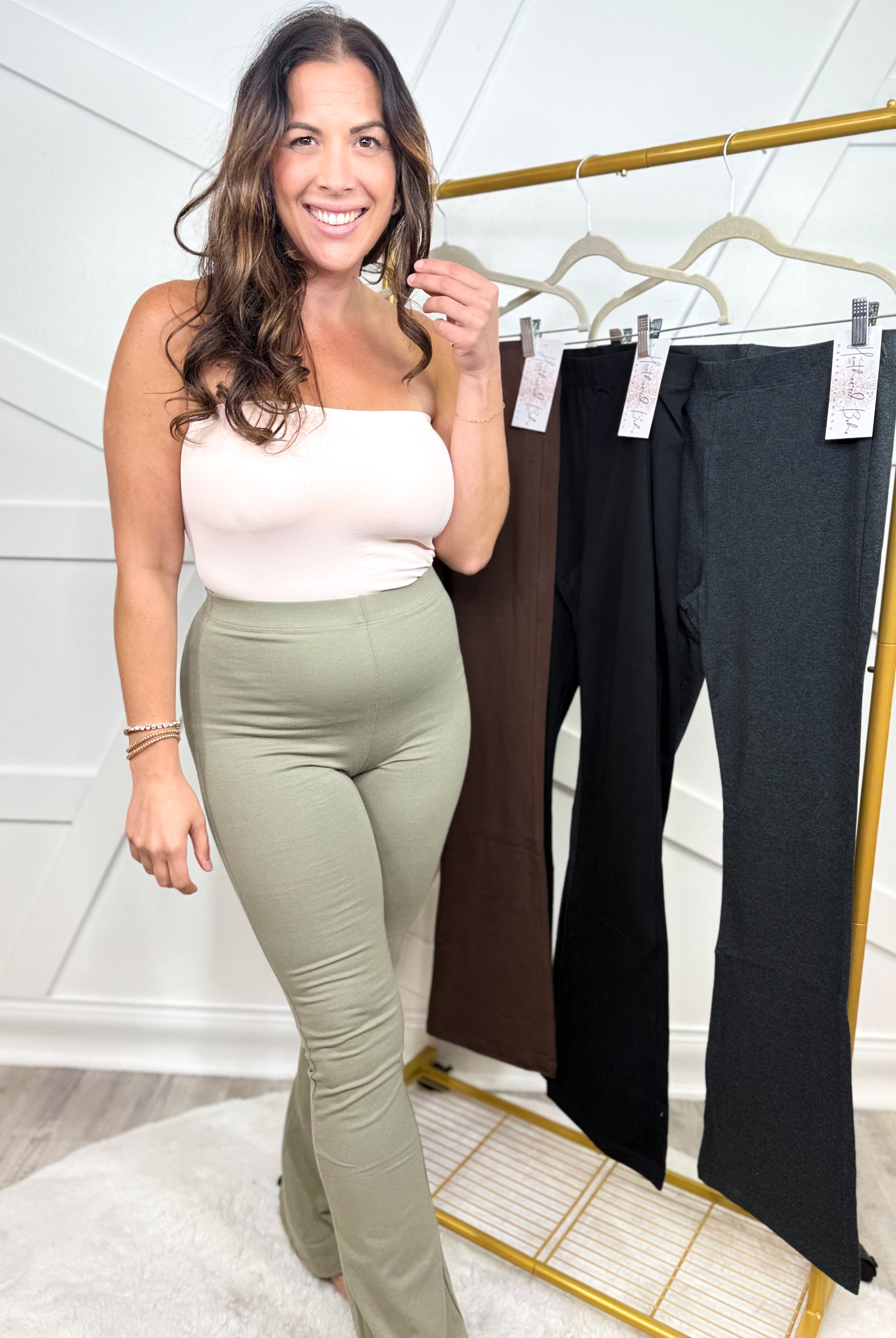 Long Weekend Flare Leggings-180 LEGGINGS-Ambiance Apparel-Heathered Boho Boutique, Women's Fashion and Accessories in Palmetto, FL