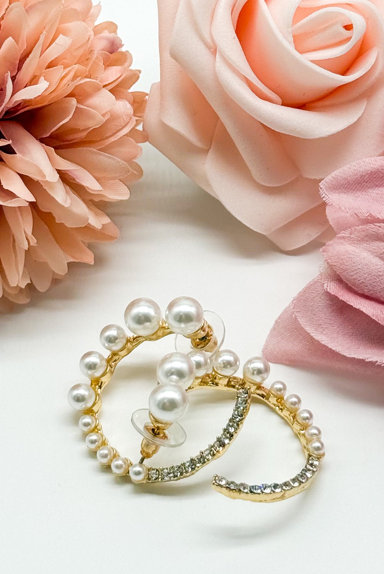 Graduated Pearl Post Earring-310 Jewelry-RM Manufacturing-Heathered Boho Boutique, Women's Fashion and Accessories in Palmetto, FL