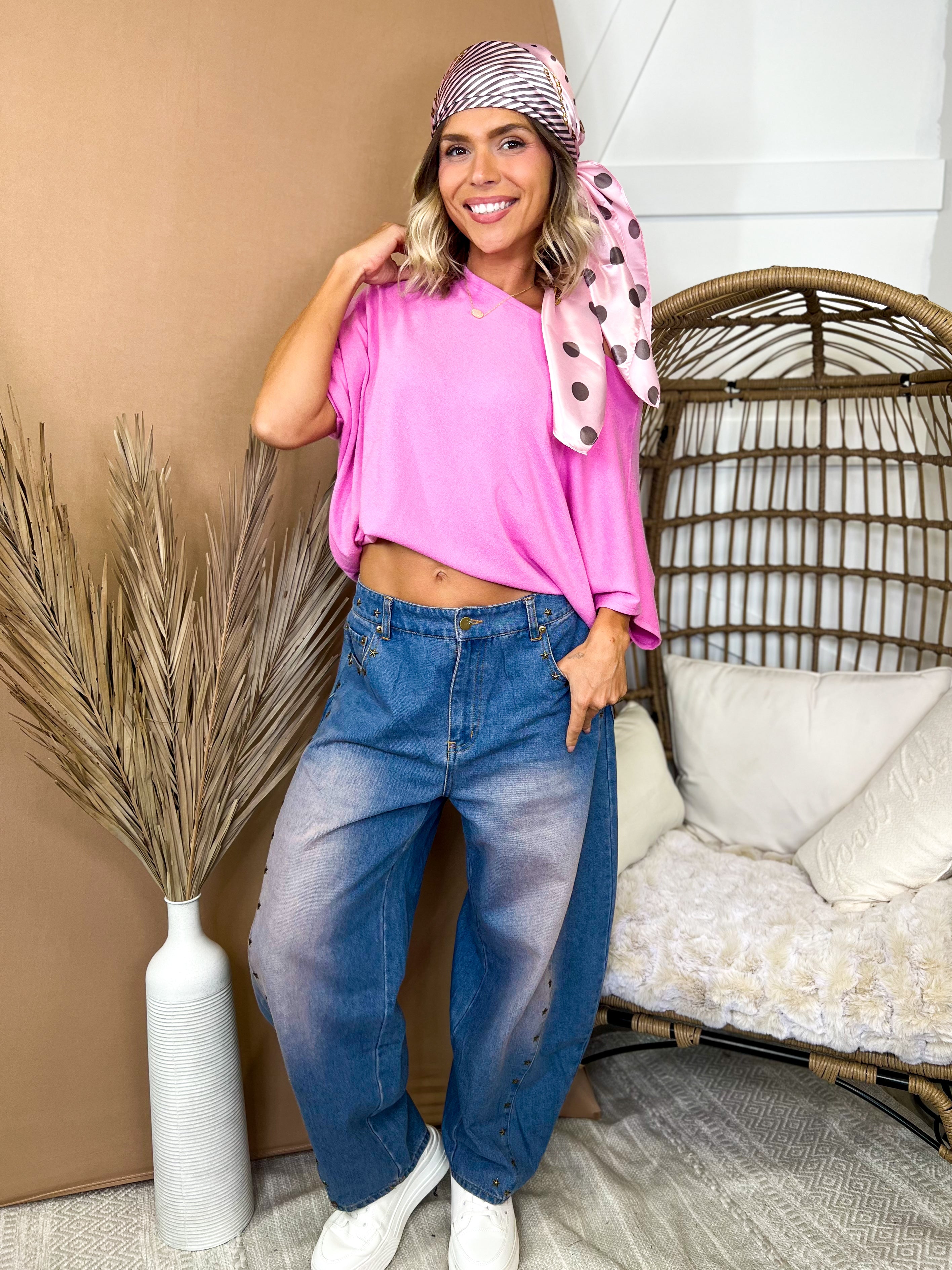 The Stud Muffin Barrel Jeans-190 JEANS-ODDI-Heathered Boho Boutique, Women's Fashion and Accessories in Palmetto, FL