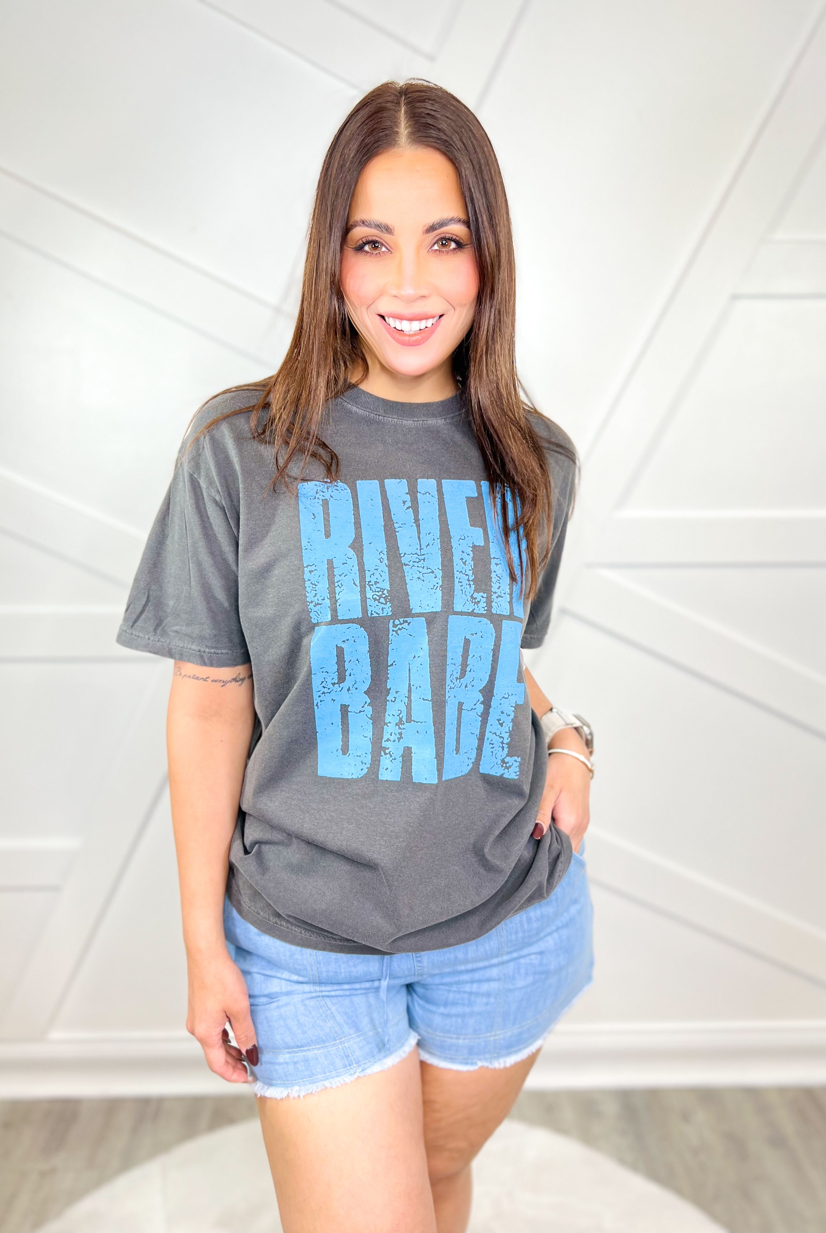 River Babe Graphic Tee-130 Graphic Tees-Heathered Boho-Heathered Boho Boutique, Women's Fashion and Accessories in Palmetto, FL