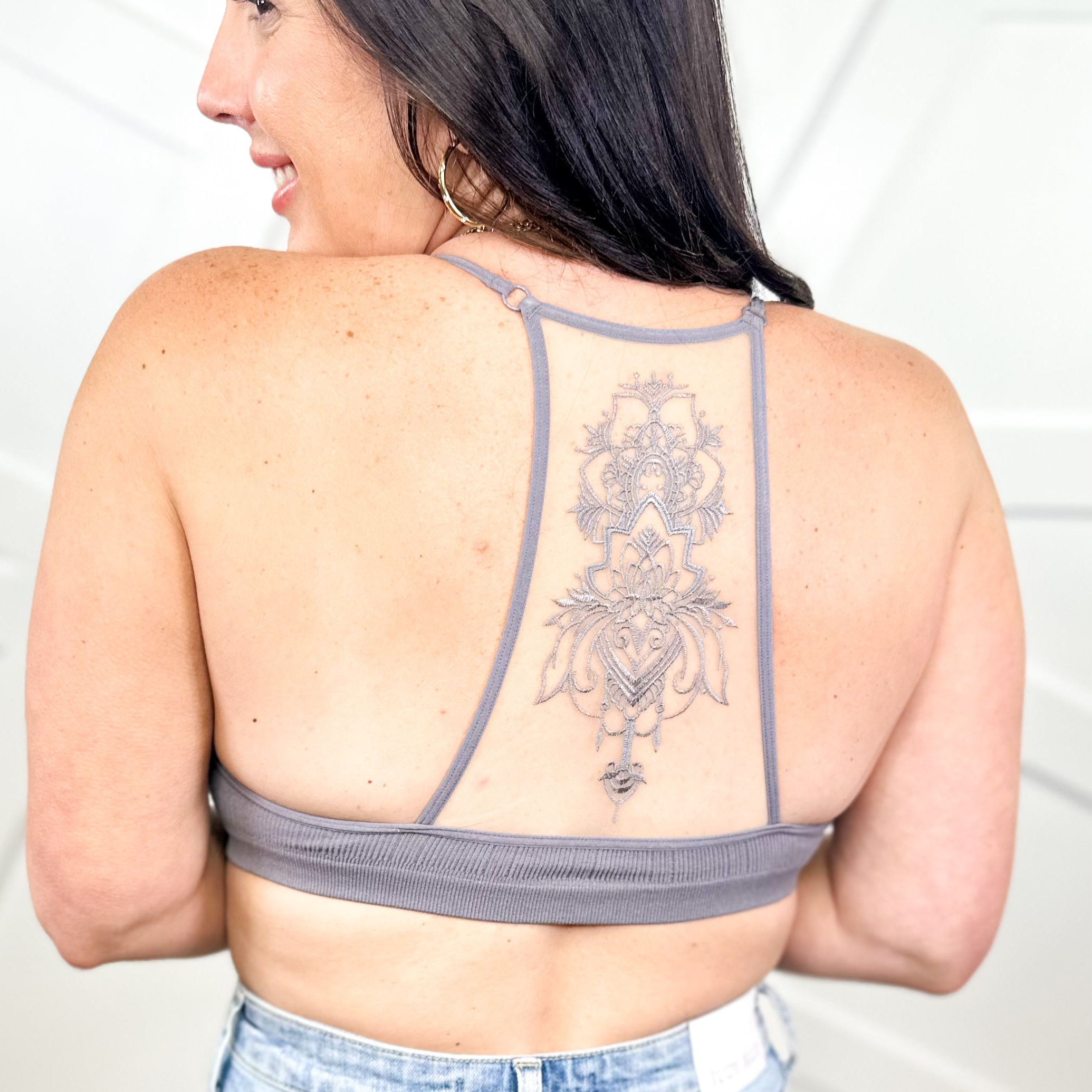 Tattoo Mesh Bralette-140 Body Suits/ Intimates-Leto-Heathered Boho Boutique, Women's Fashion and Accessories in Palmetto, FL