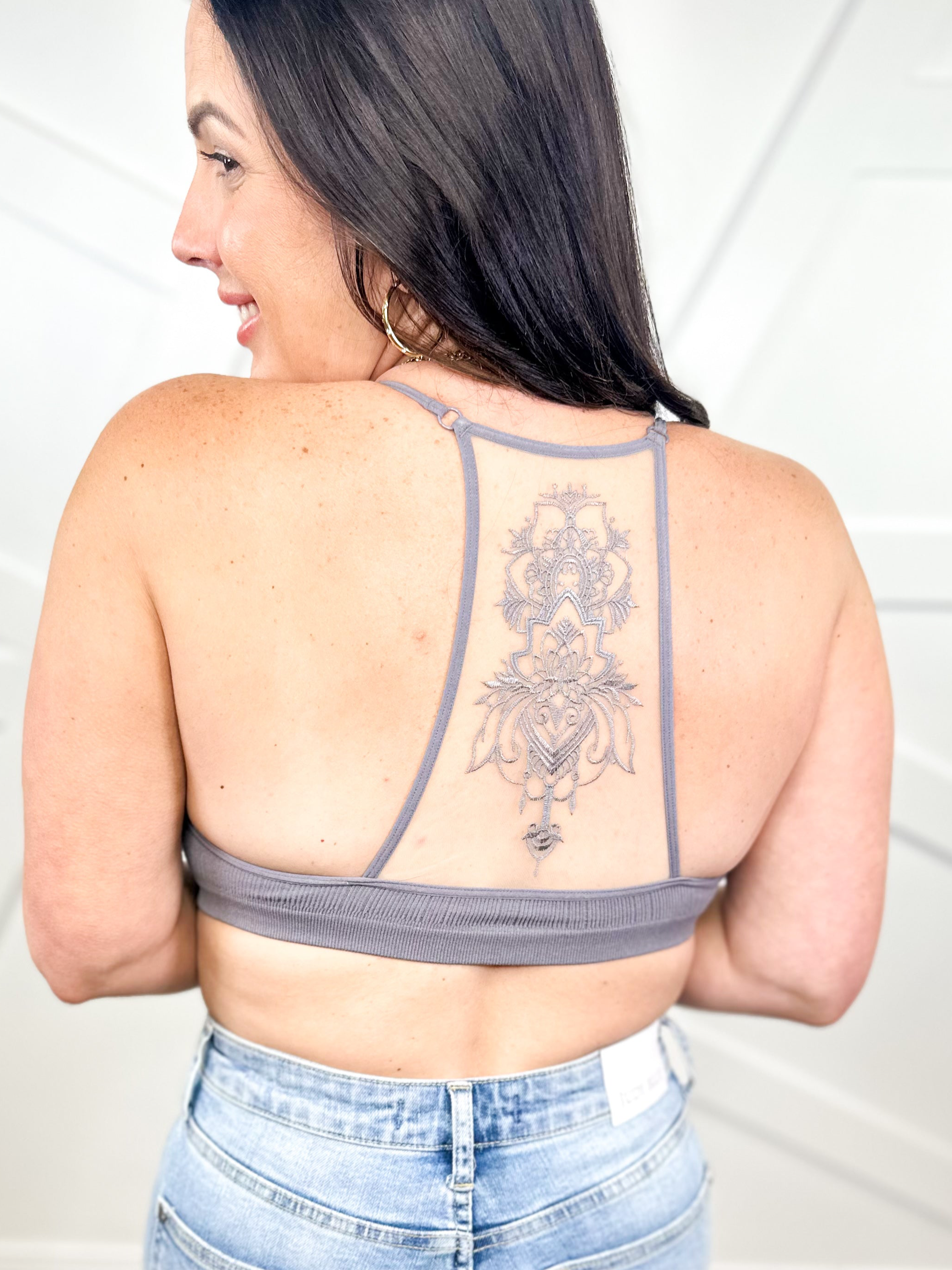 Tattoo Mesh Bralette-140 Body Suits/ Intimates-Leto-Heathered Boho Boutique, Women's Fashion and Accessories in Palmetto, FL