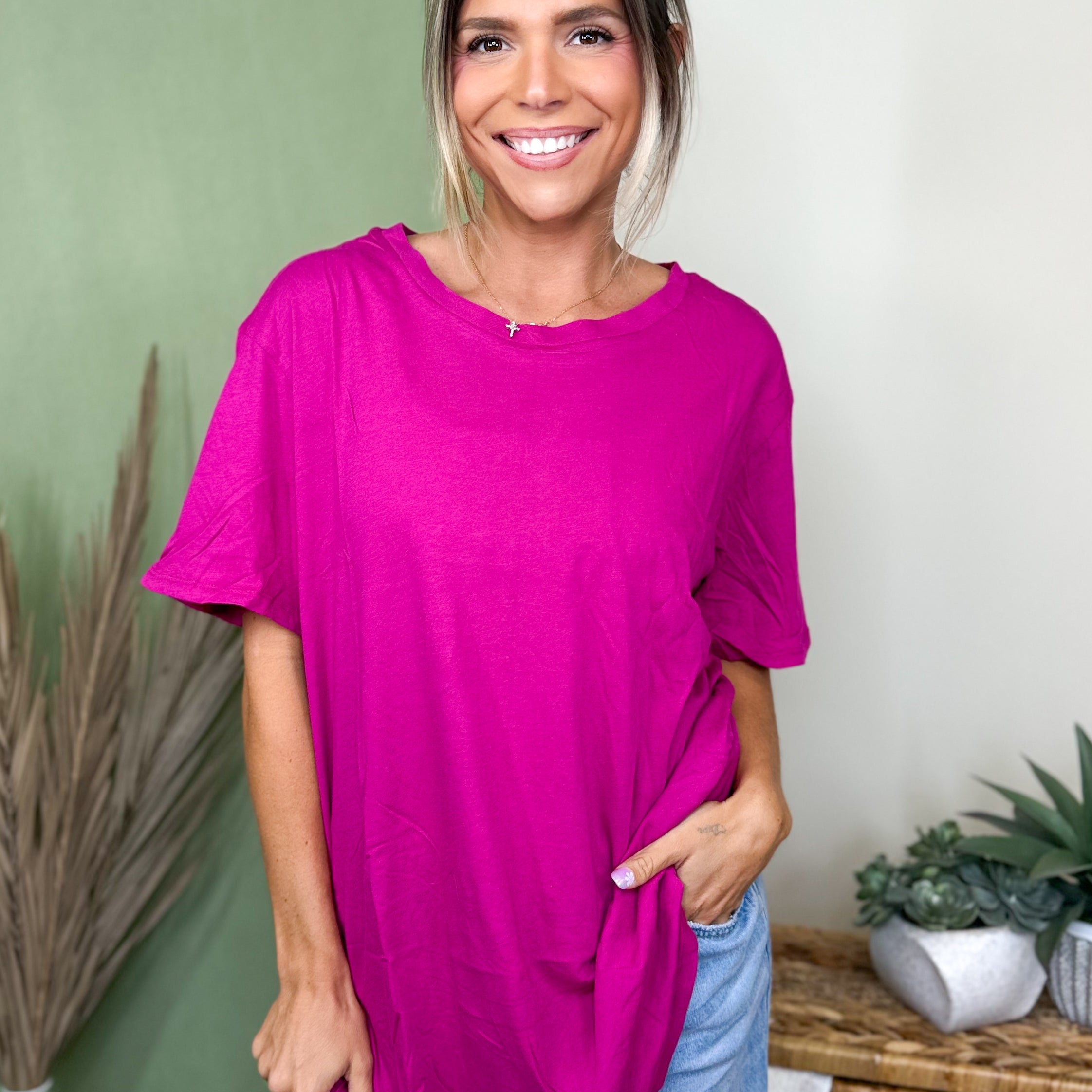 Better Than Your Boyfriend's Tee-110 SHORT SLEEVE TOP-ZENANA-Heathered Boho Boutique, Women's Fashion and Accessories in Palmetto, FL