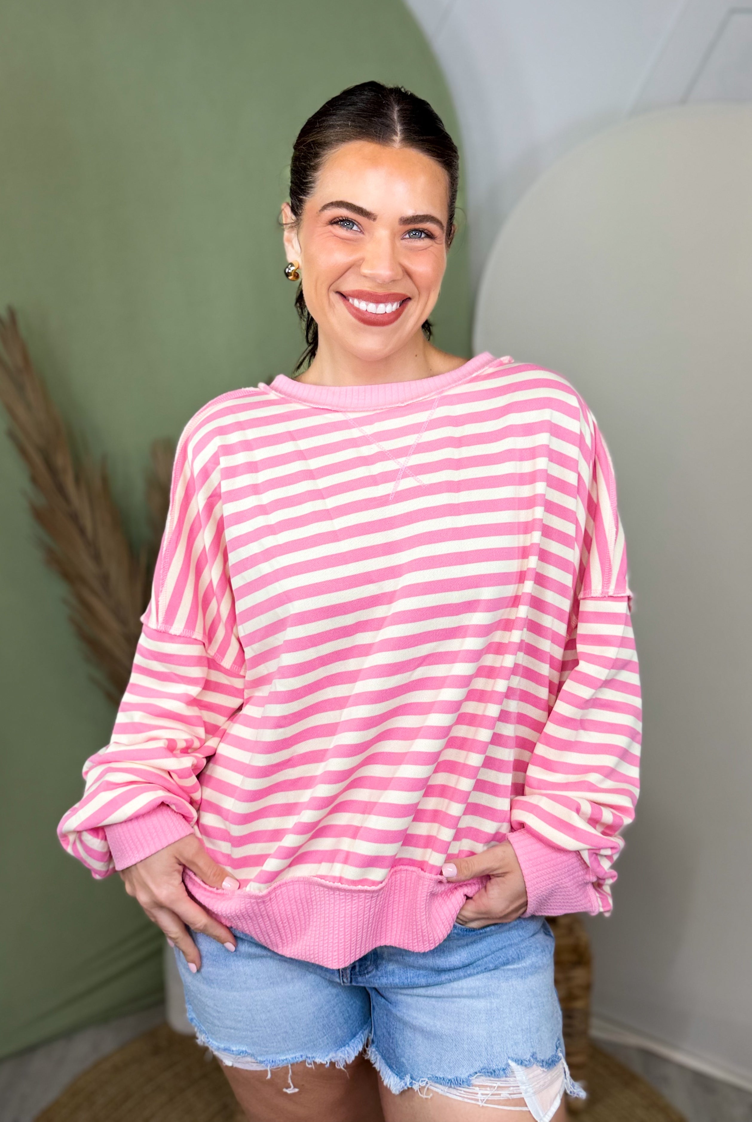 Salt Air Striped Sweater-120 LONG SLEEVE TOPS-HEIMISH-Heathered Boho Boutique, Women's Fashion and Accessories in Palmetto, FL