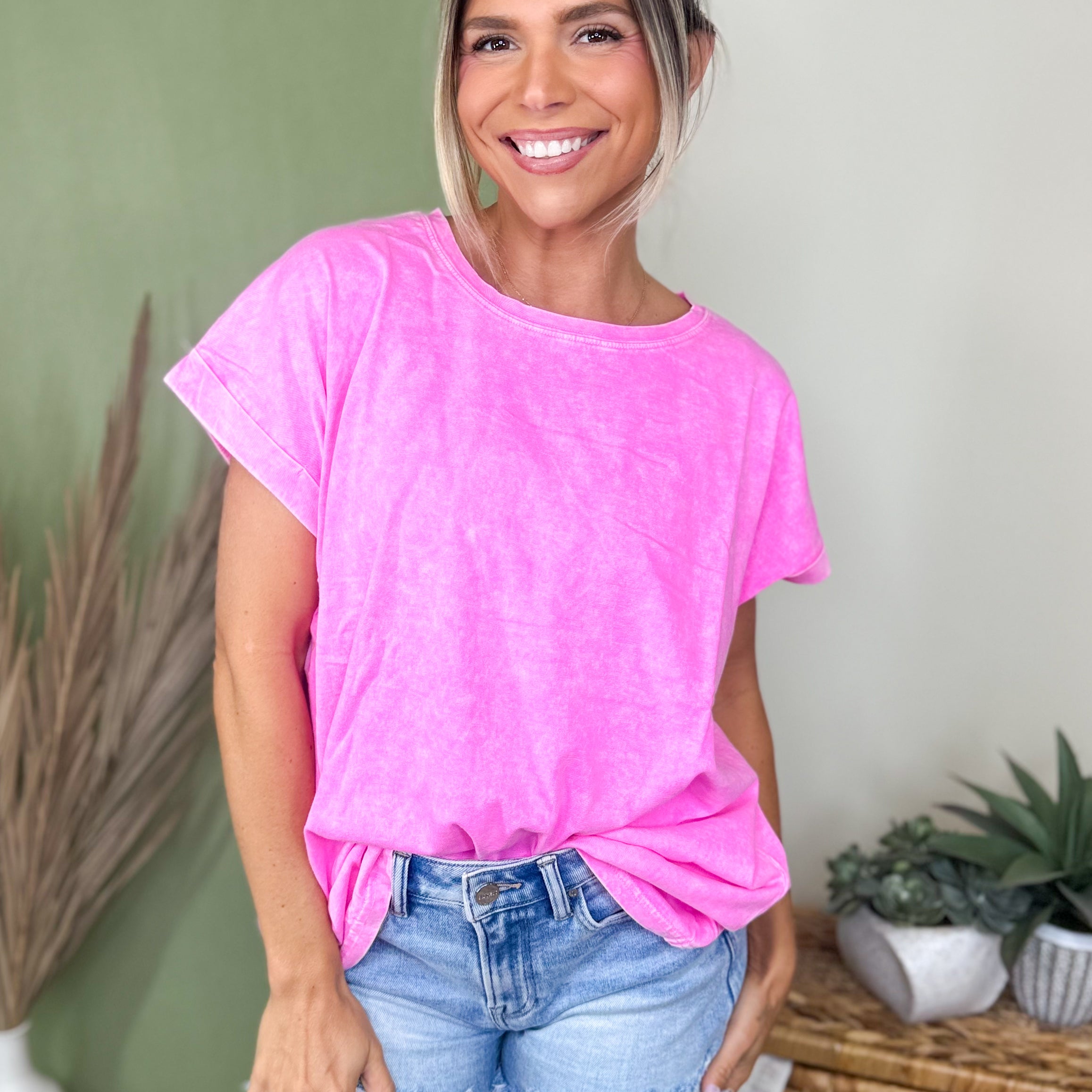 The Sunny Side Tee-110 SHORT SLEEVE TOP-ZENANA-Heathered Boho Boutique, Women's Fashion and Accessories in Palmetto, FL
