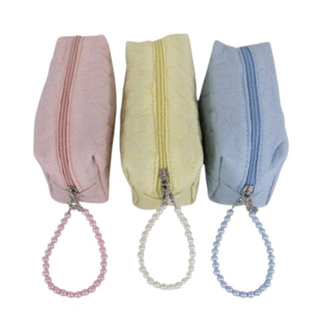 Solid Color Quilted Fabric Makeup Pouch-340 Other Accessories-TAPA fashion-Heathered Boho Boutique, Women's Fashion and Accessories in Palmetto, FL