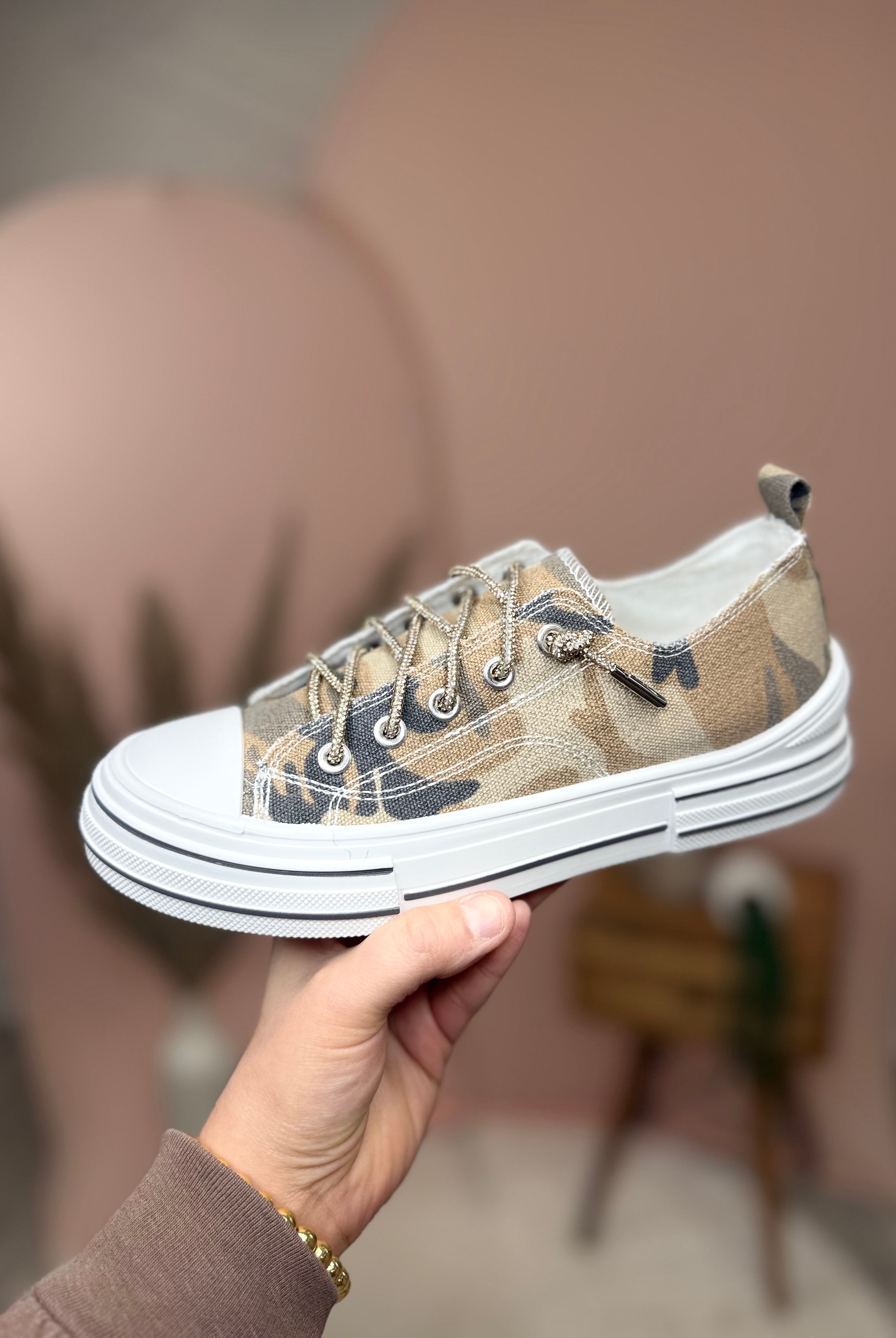 Aman Camo Sneakers - Sand-350 SHOES-Very G-Heathered Boho Boutique, Women's Fashion and Accessories in Palmetto, FL