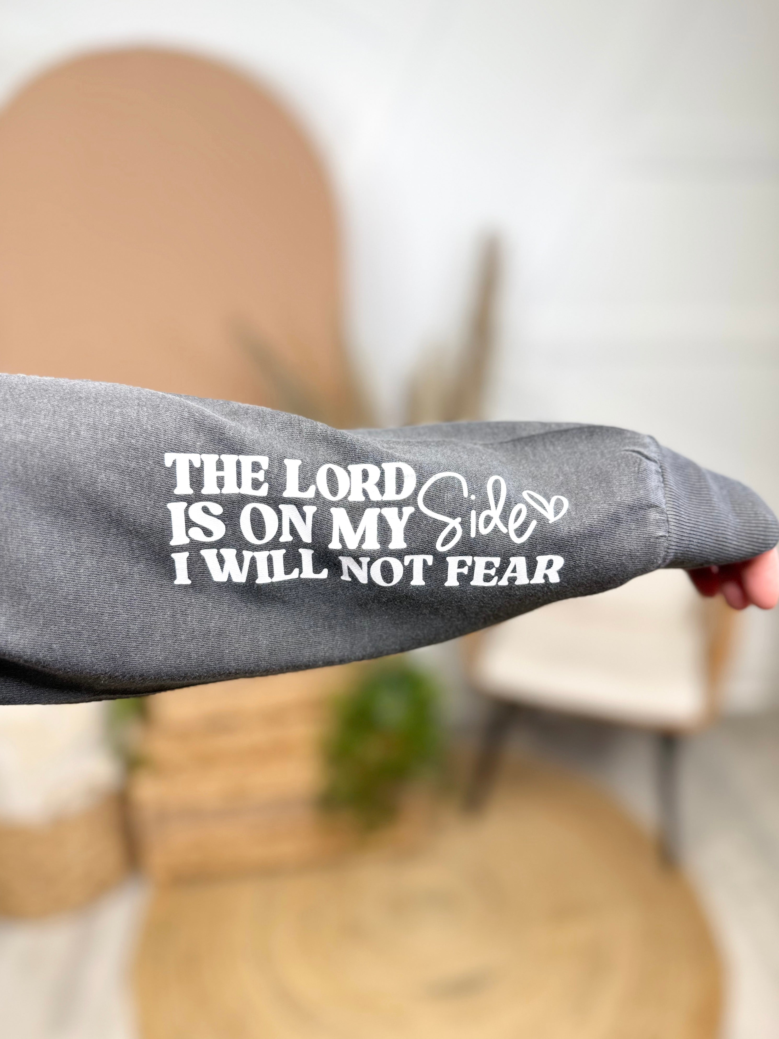 Will Not Fear-White Text-Graphic Long Sleeve-130 Graphic Tees-Heathered Boho-Heathered Boho Boutique, Women's Fashion and Accessories in Palmetto, FL