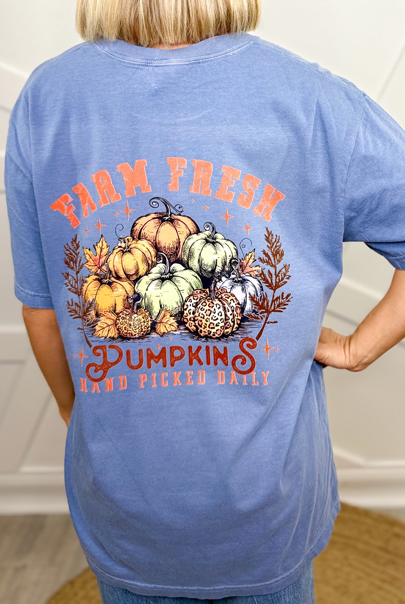 Farm Fresh Pumpkins Graphic Tee-120 Long Sleeve Tops-Heathered Boho-Heathered Boho Boutique, Women's Fashion and Accessories in Palmetto, FL