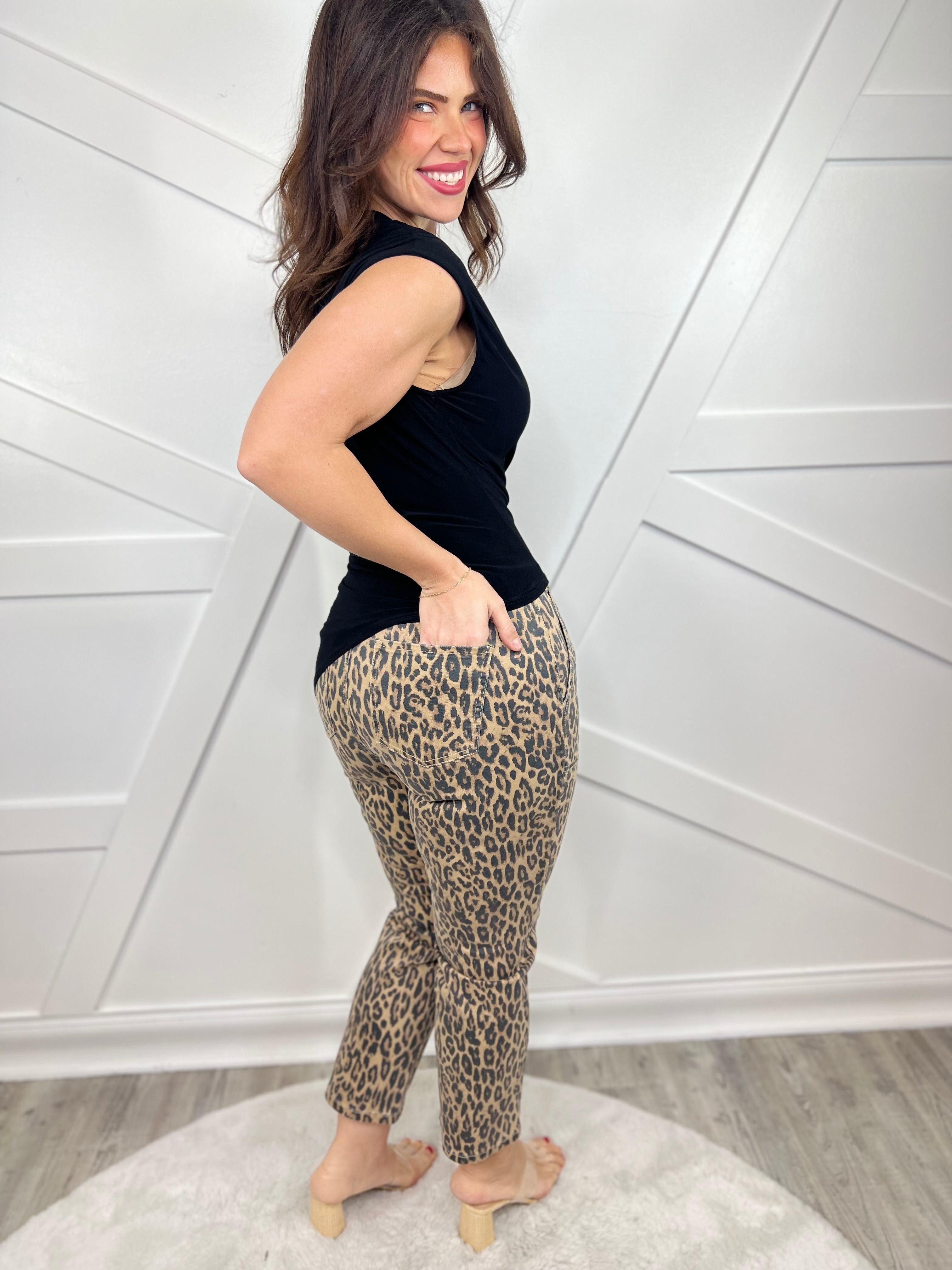 Restock: Key to Style Straight Leg Pants - Cheetah-150 PANTS-YMI-Heathered Boho Boutique, Women's Fashion and Accessories in Palmetto, FL