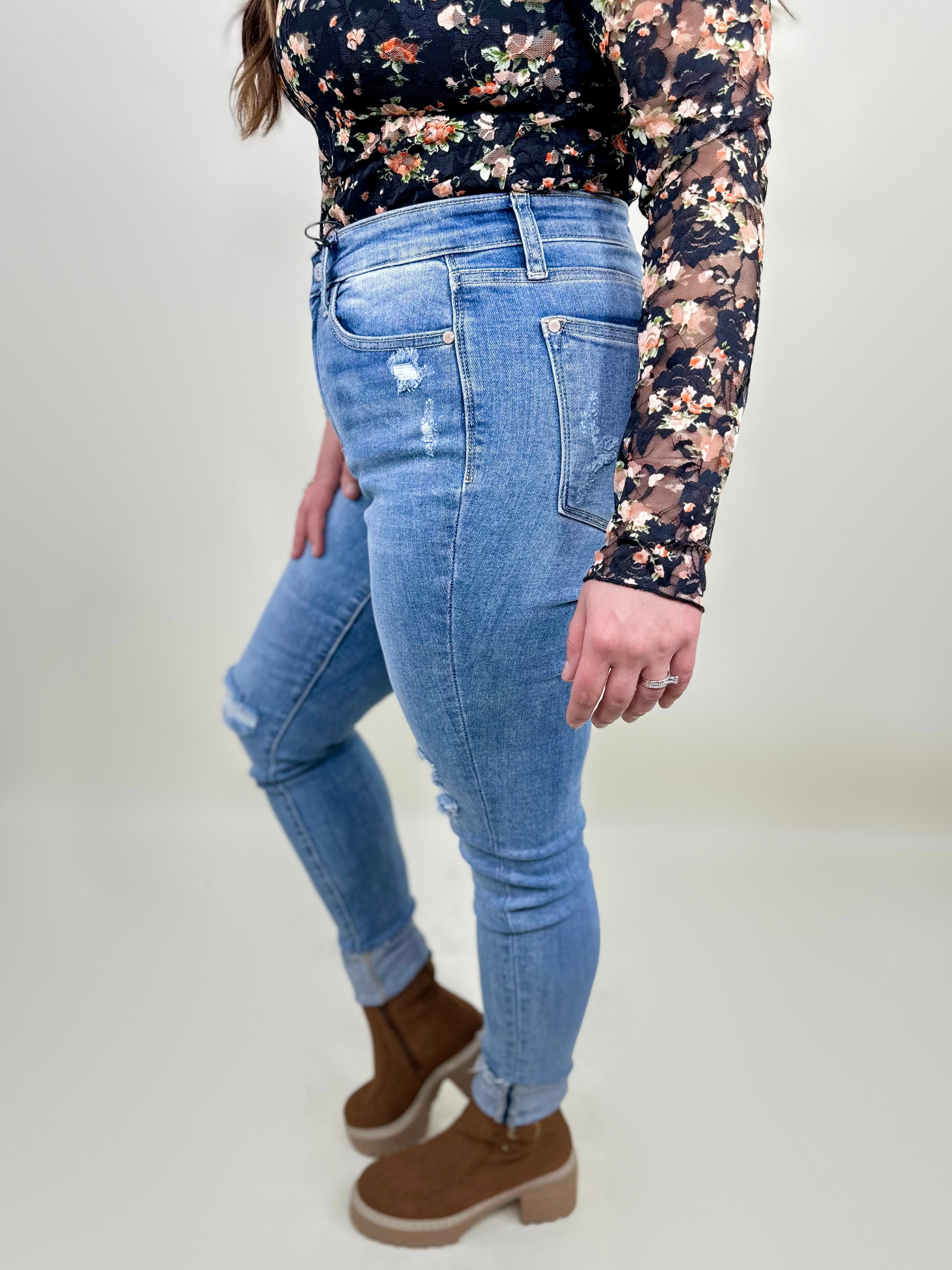 Skip in My Step Skinny Jeans by Judy Blue-190 Jeans-Judy Blue-Heathered Boho Boutique, Women's Fashion and Accessories in Palmetto, FL
