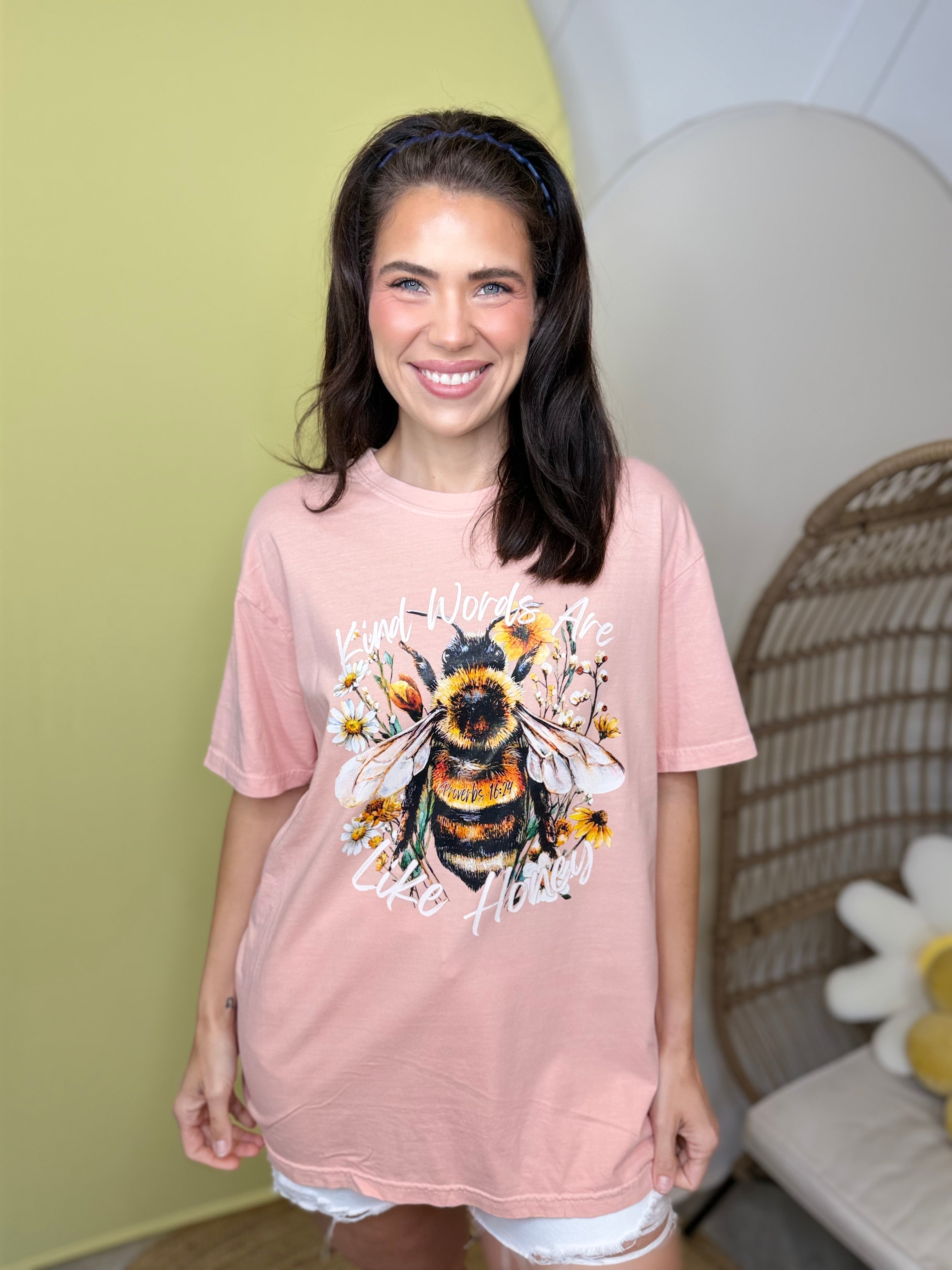 Kind Words are like Honey Graphic Tee-130 Graphic Tees-Heathered Boho-Heathered Boho Boutique, Women's Fashion and Accessories in Palmetto, FL