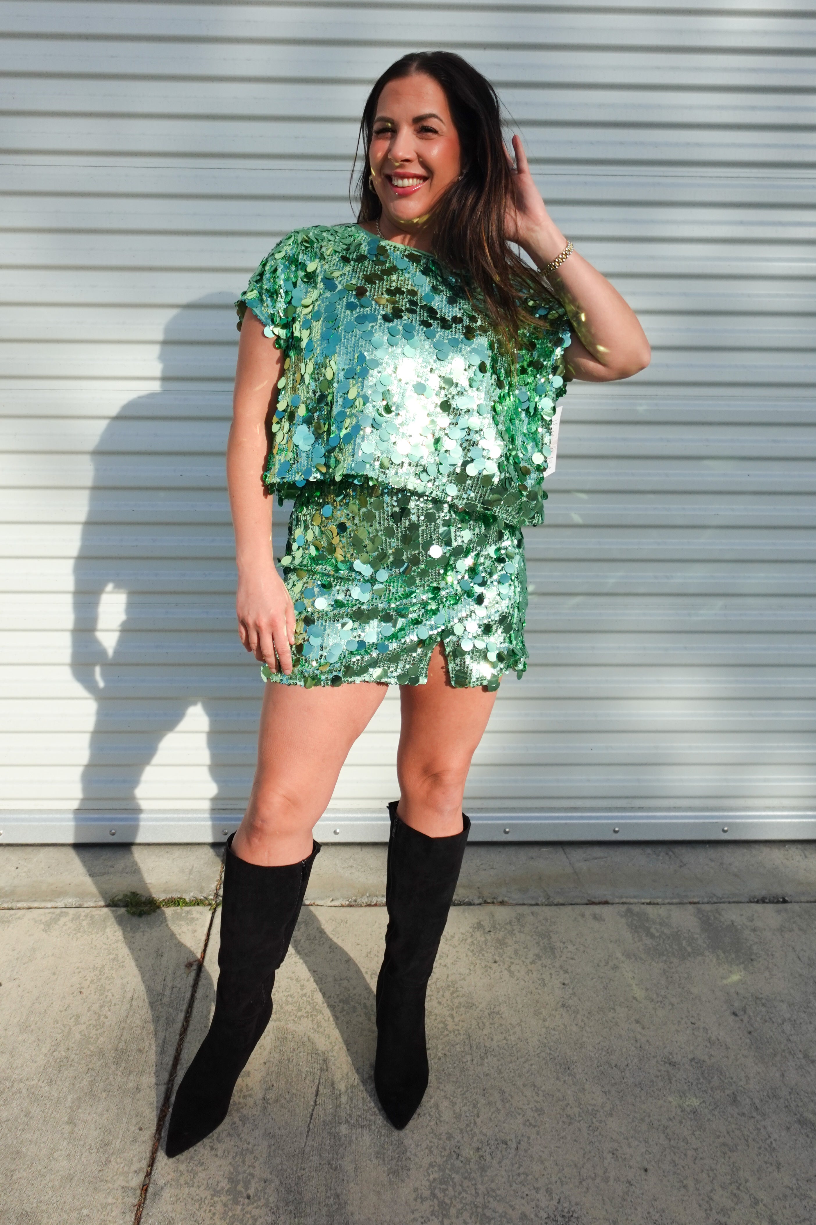 Let Your Sparkle Through Skirt-170 Skort/ Skirt-White Birch-Heathered Boho Boutique, Women's Fashion and Accessories in Palmetto, FL