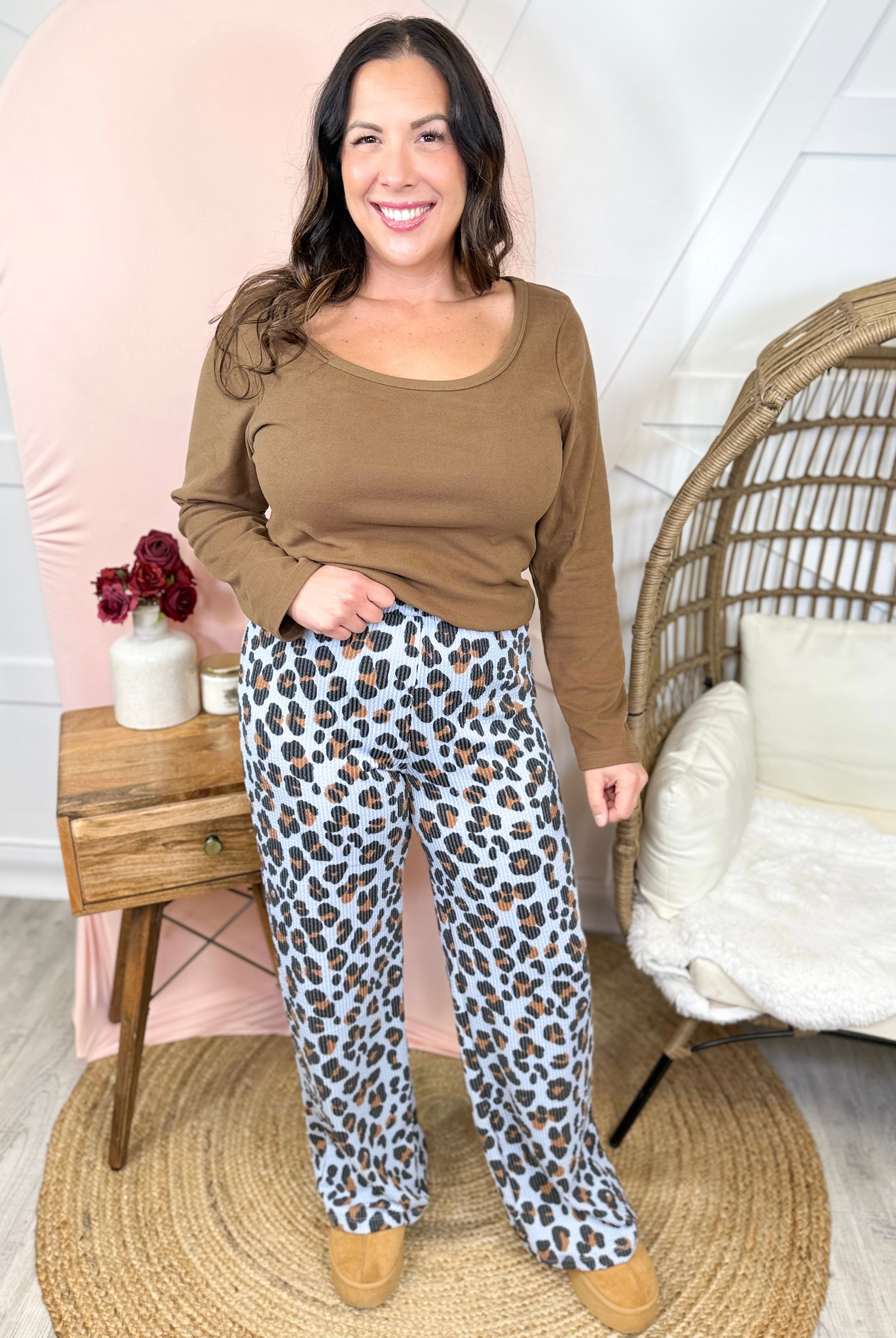Pinterest Perfect Pants - Blue Leopard-150 PANTS-Heathered Boho-Heathered Boho Boutique, Women's Fashion and Accessories in Palmetto, FL