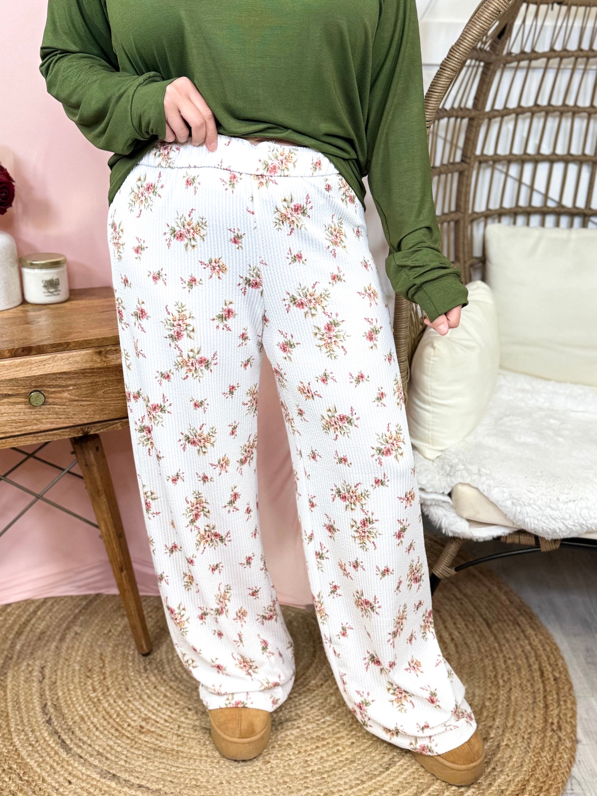Pinterest Perfect Pants - Fresh Floral-150 PANTS-Heathered Boho-Heathered Boho Boutique, Women's Fashion and Accessories in Palmetto, FL