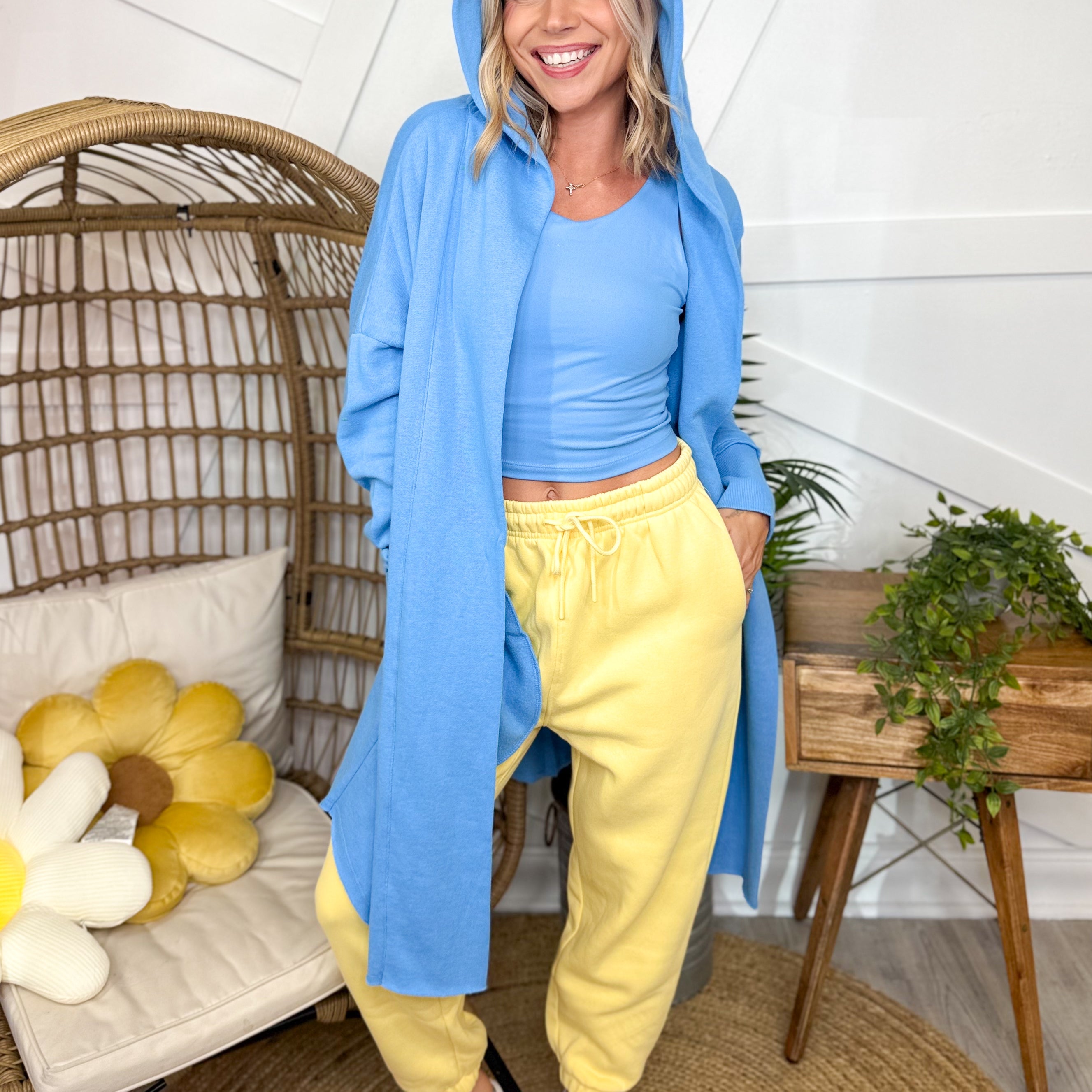 Warmup Hoodie Cardigan-220 CARDIGANS KIMONOS-MONO B-Heathered Boho Boutique, Women's Fashion and Accessories in Palmetto, FL