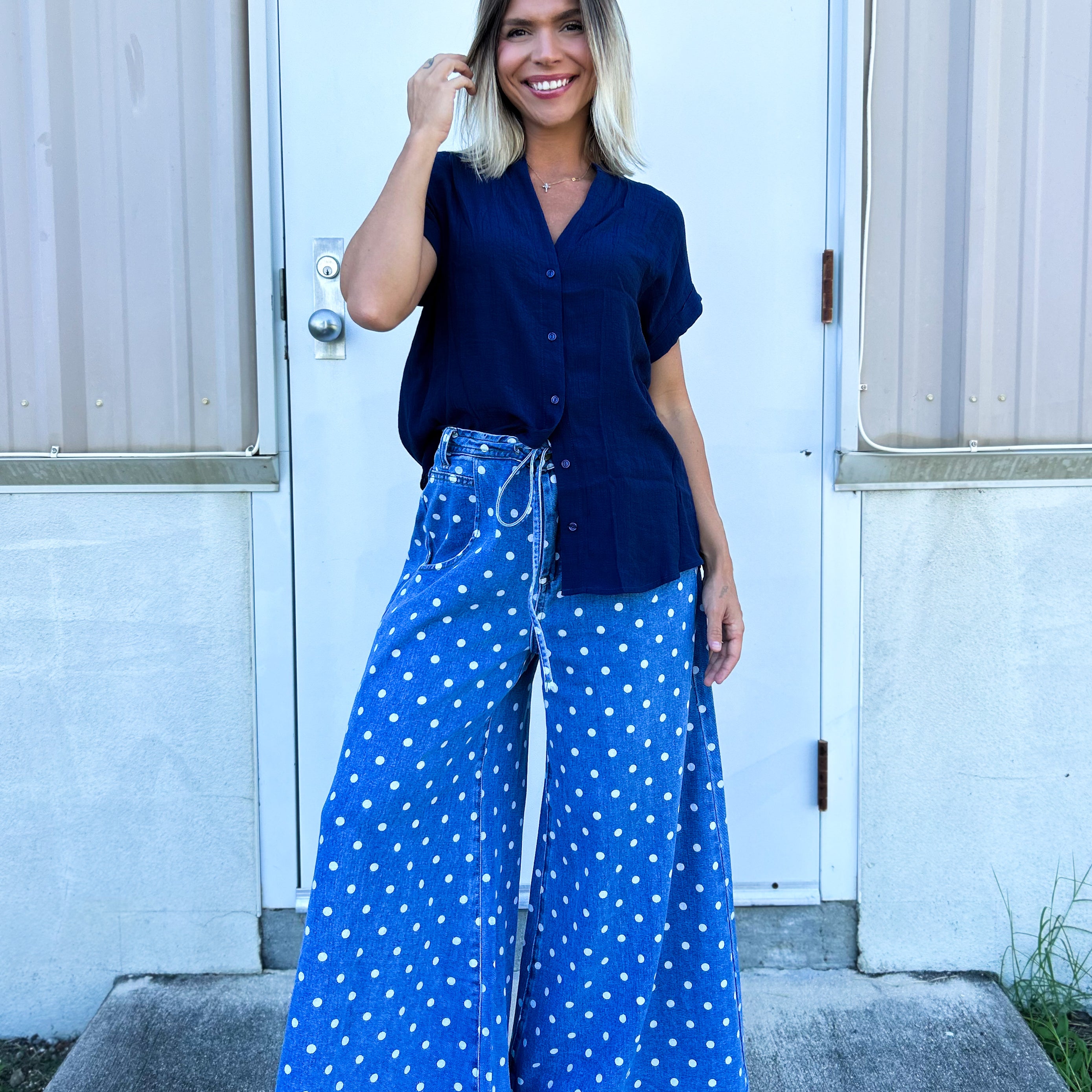 The Dot & Darling Palazzo Jeans-190 JEANS-STITCH & CO-Heathered Boho Boutique, Women's Fashion and Accessories in Palmetto, FL