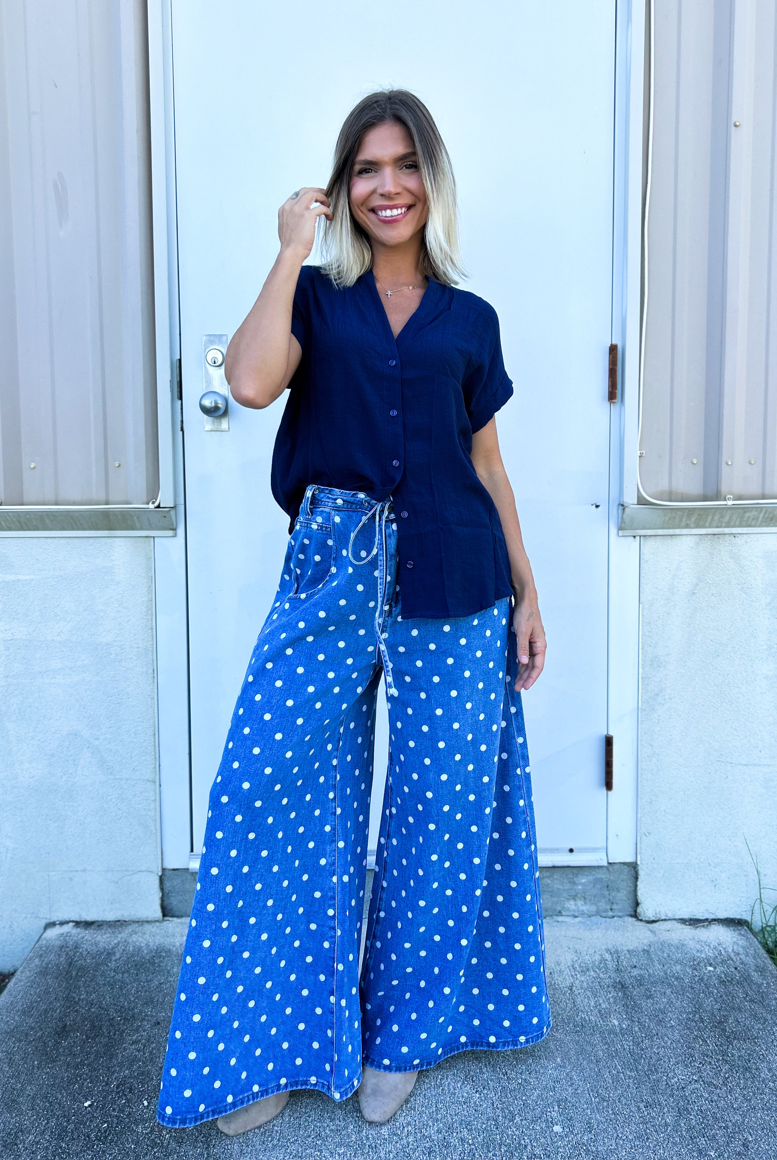 The Dot & Darling Palazzo Jeans-190 JEANS-STITCH & CO-Heathered Boho Boutique, Women's Fashion and Accessories in Palmetto, FL