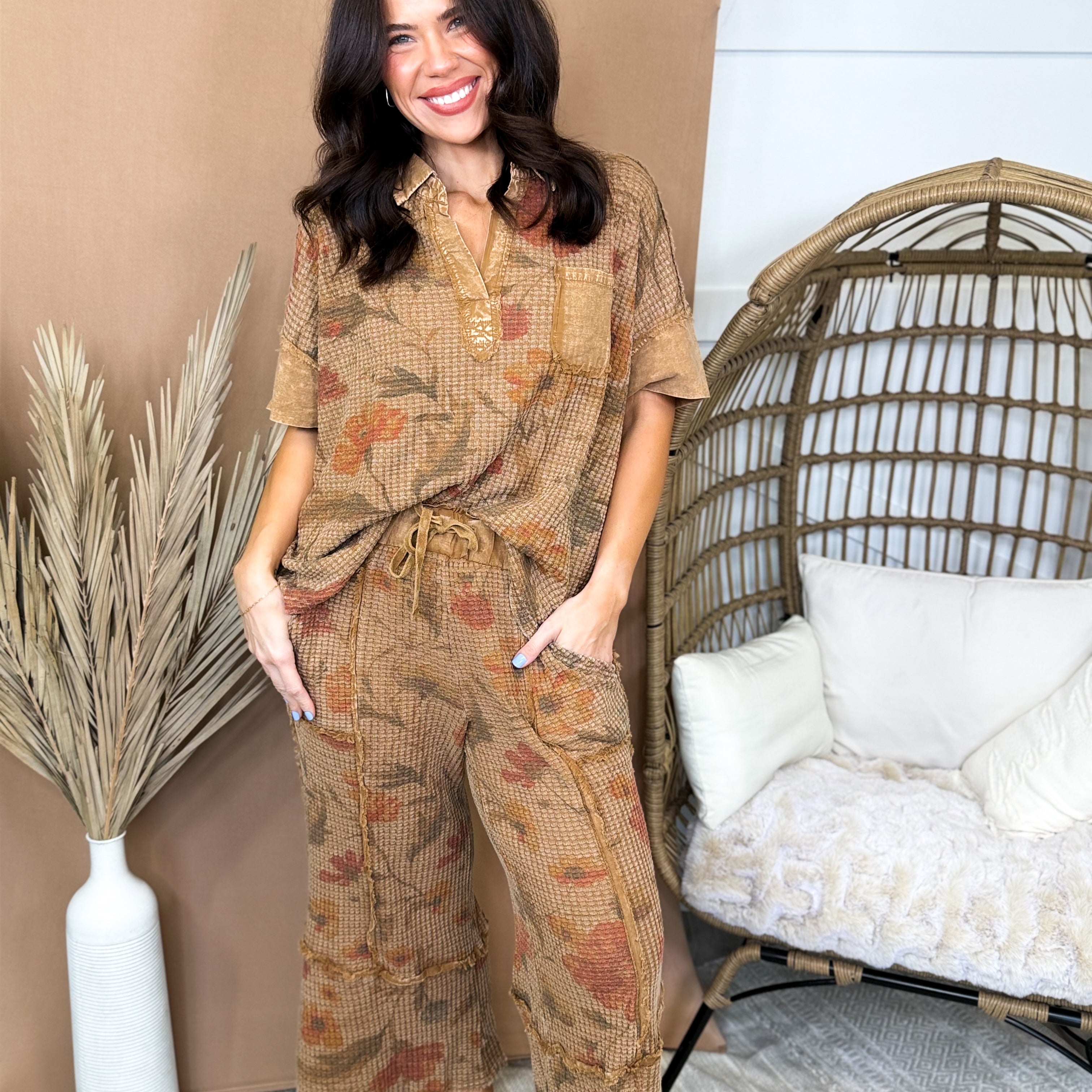 The Autumn Revival Wide Leg Pants-150 PANTS-EASEL-Heathered Boho Boutique, Women's Fashion and Accessories in Palmetto, FL