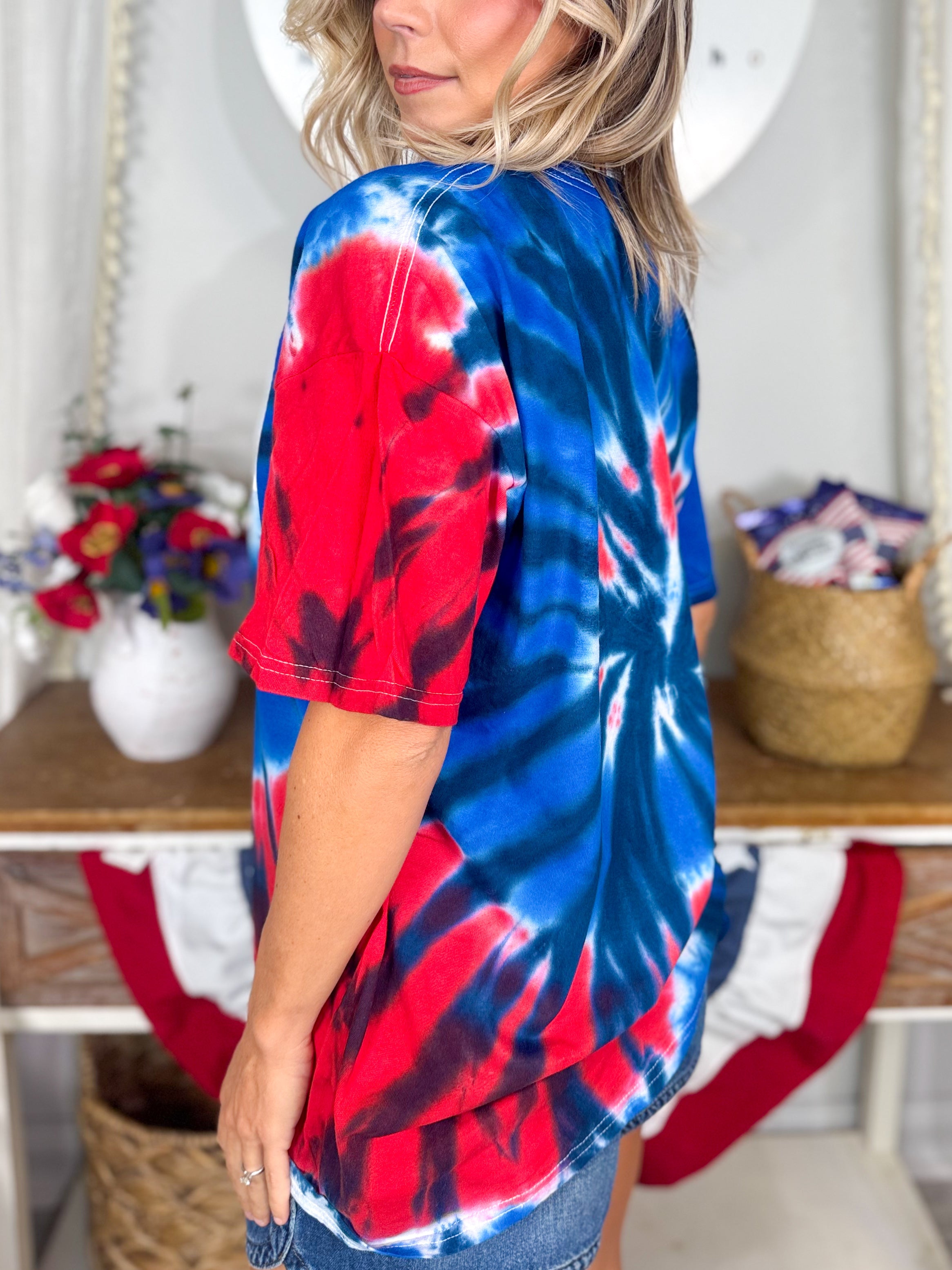 Tie-Dye USA Graphic Tee-130 Graphic Tees-Heathered Boho-Heathered Boho Boutique, Women's Fashion and Accessories in Palmetto, FL