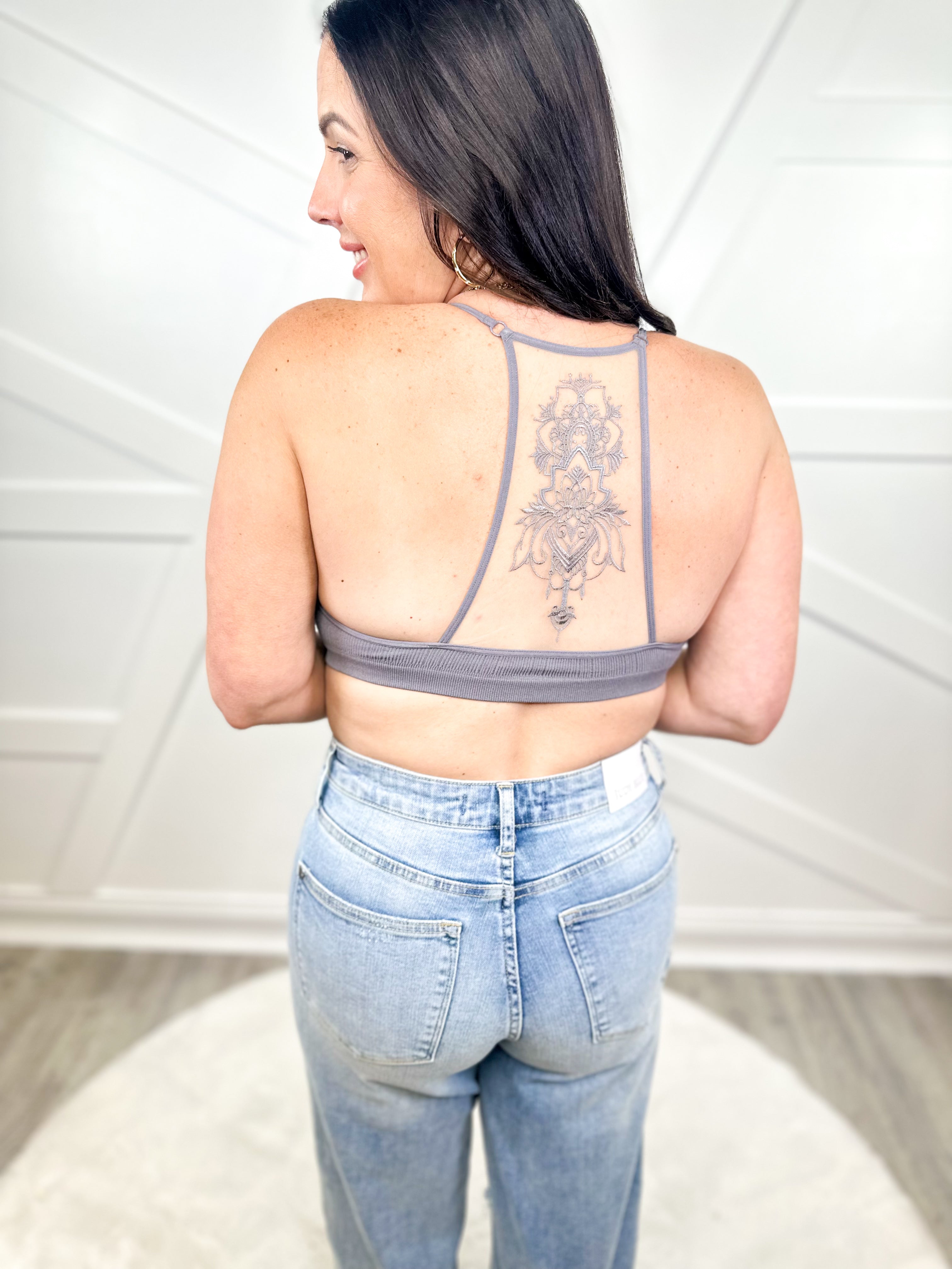 Tattoo Mesh Bralette-140 Body Suits/ Intimates-Leto-Heathered Boho Boutique, Women's Fashion and Accessories in Palmetto, FL