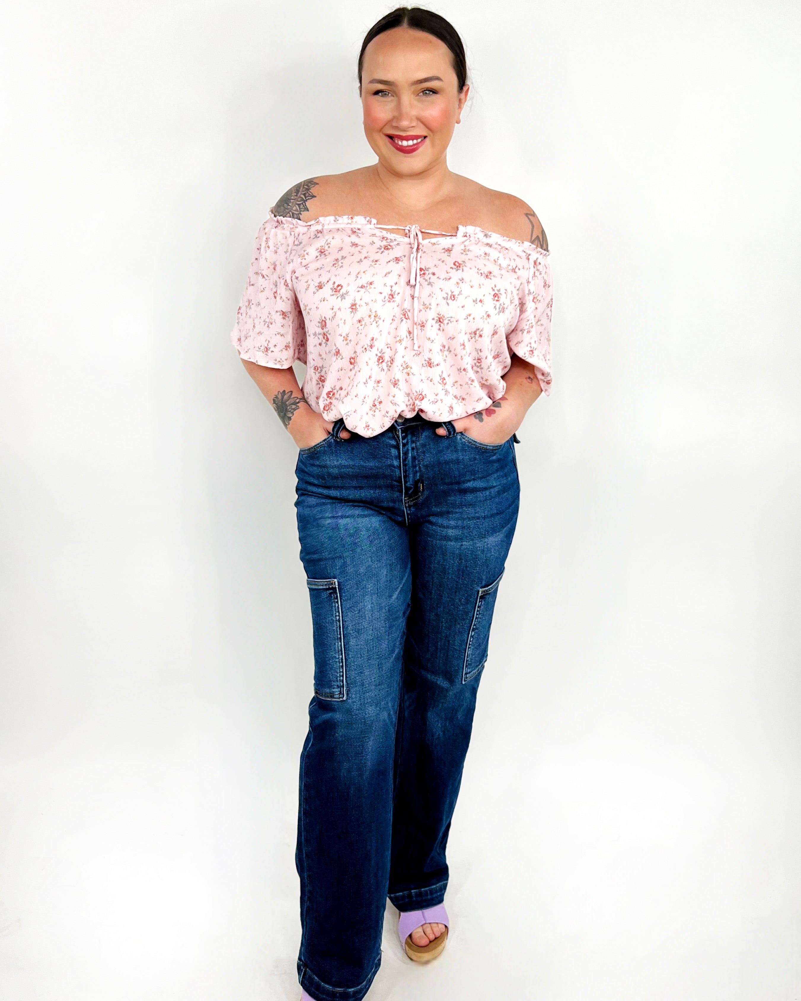 Call Me Beep Me Cargo Jeans by Judy Blue-190 Jeans-Judy Blue-Heathered Boho Boutique, Women's Fashion and Accessories in Palmetto, FL