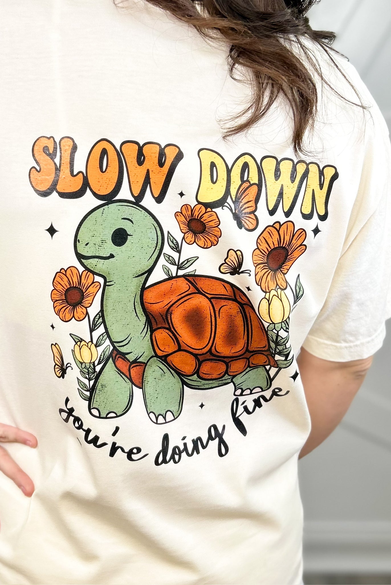 Slow Down Graphic Tee-130 Graphic Tees-Heathered Boho-Heathered Boho Boutique, Women's Fashion and Accessories in Palmetto, FL